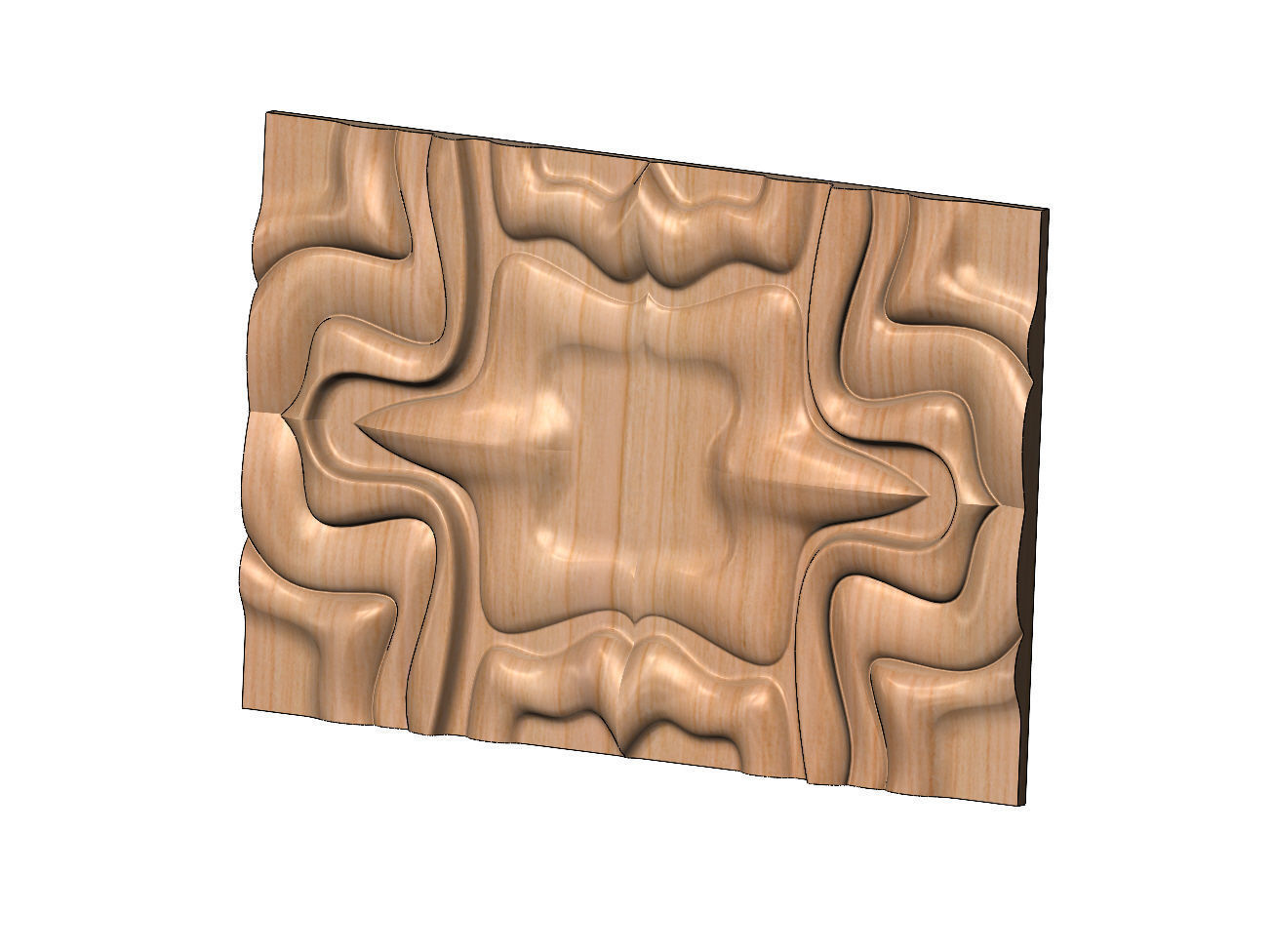 Large mirrored organic wall art panel relief 3D print model_11