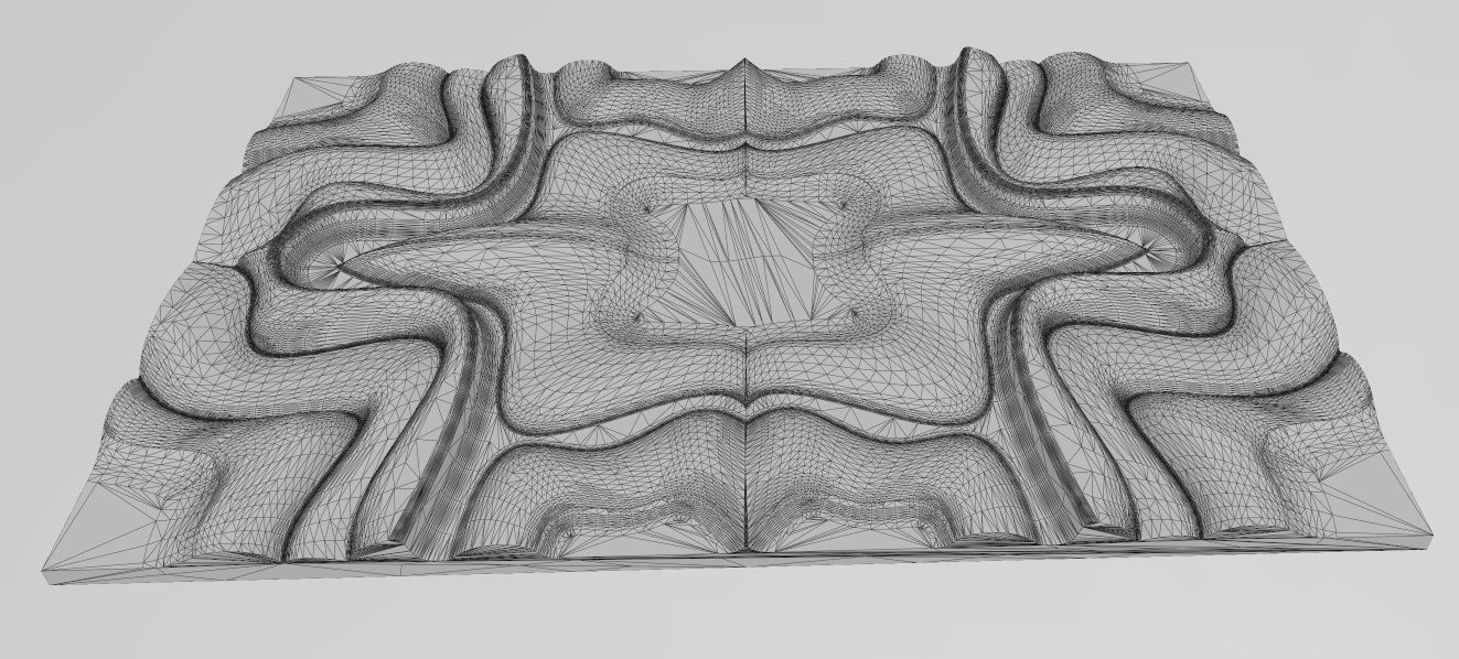 Large mirrored organic wall art panel relief 3D print model_16