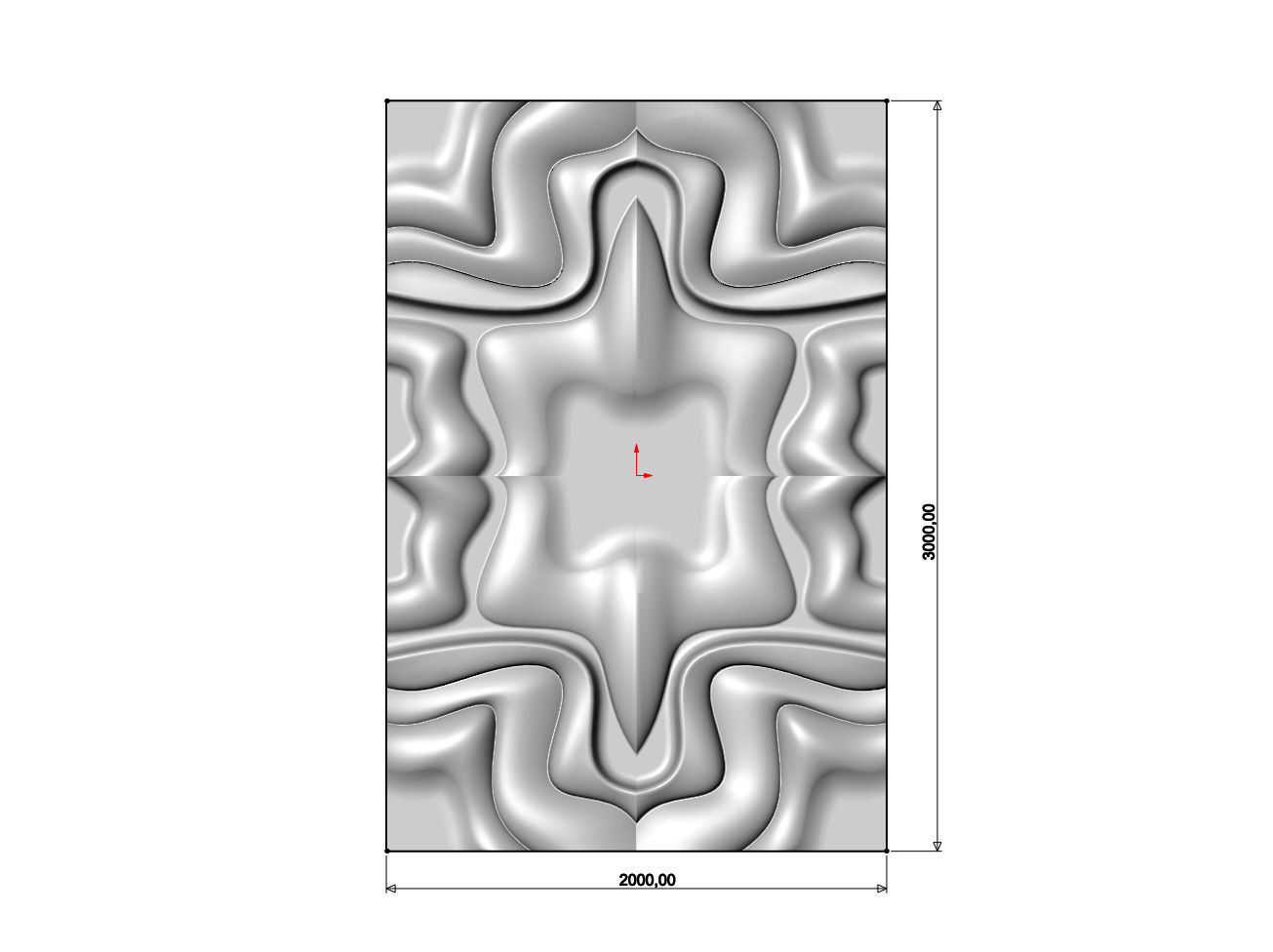 Large mirrored organic wall art panel relief 3D print model_6