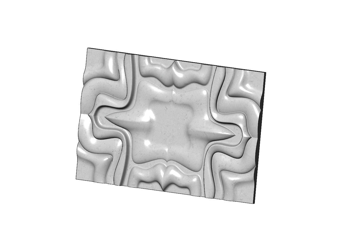 Large mirrored organic wall art panel relief 3D print model_8