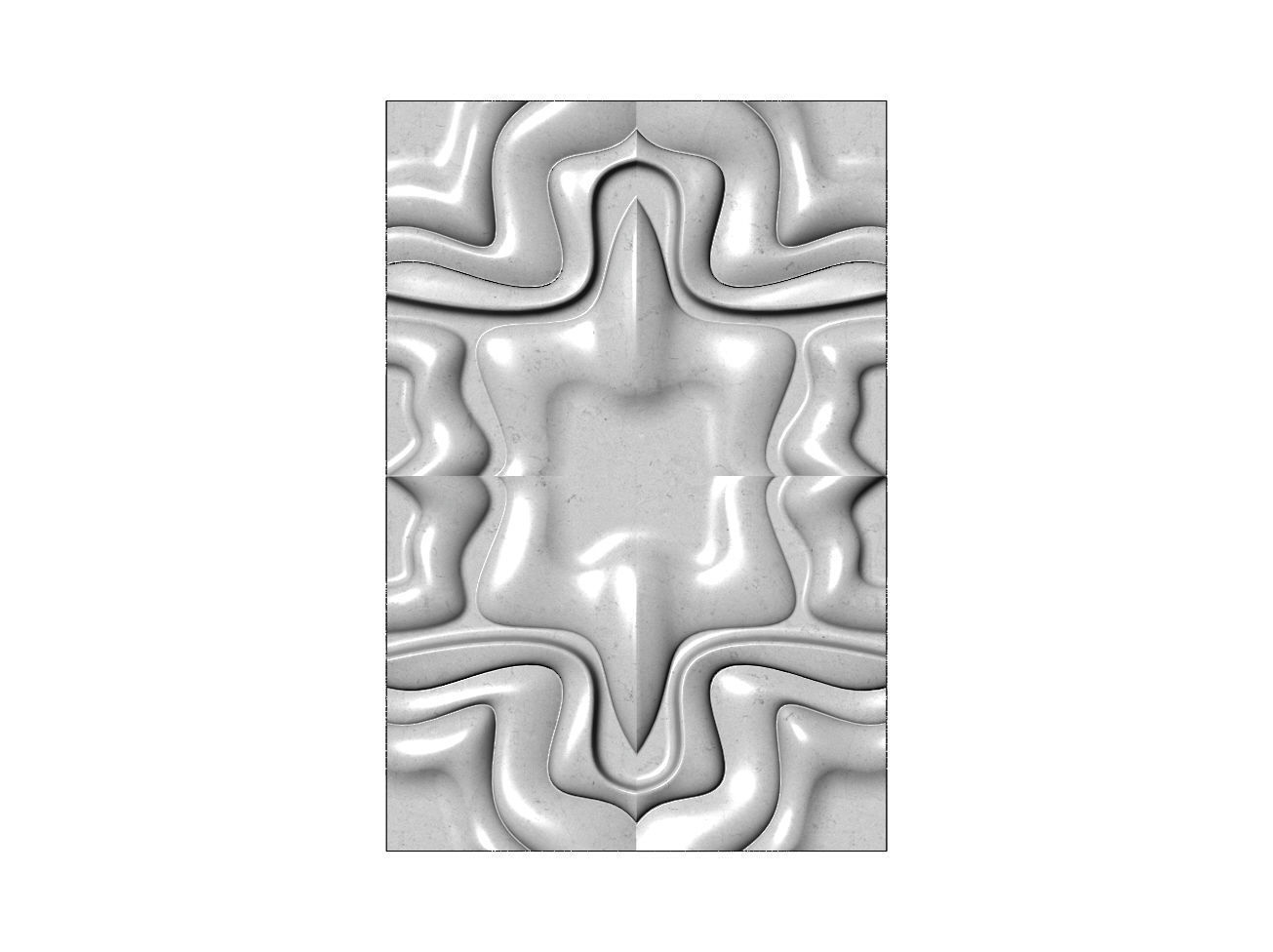 Large mirrored organic wall art panel relief 3D print model_9