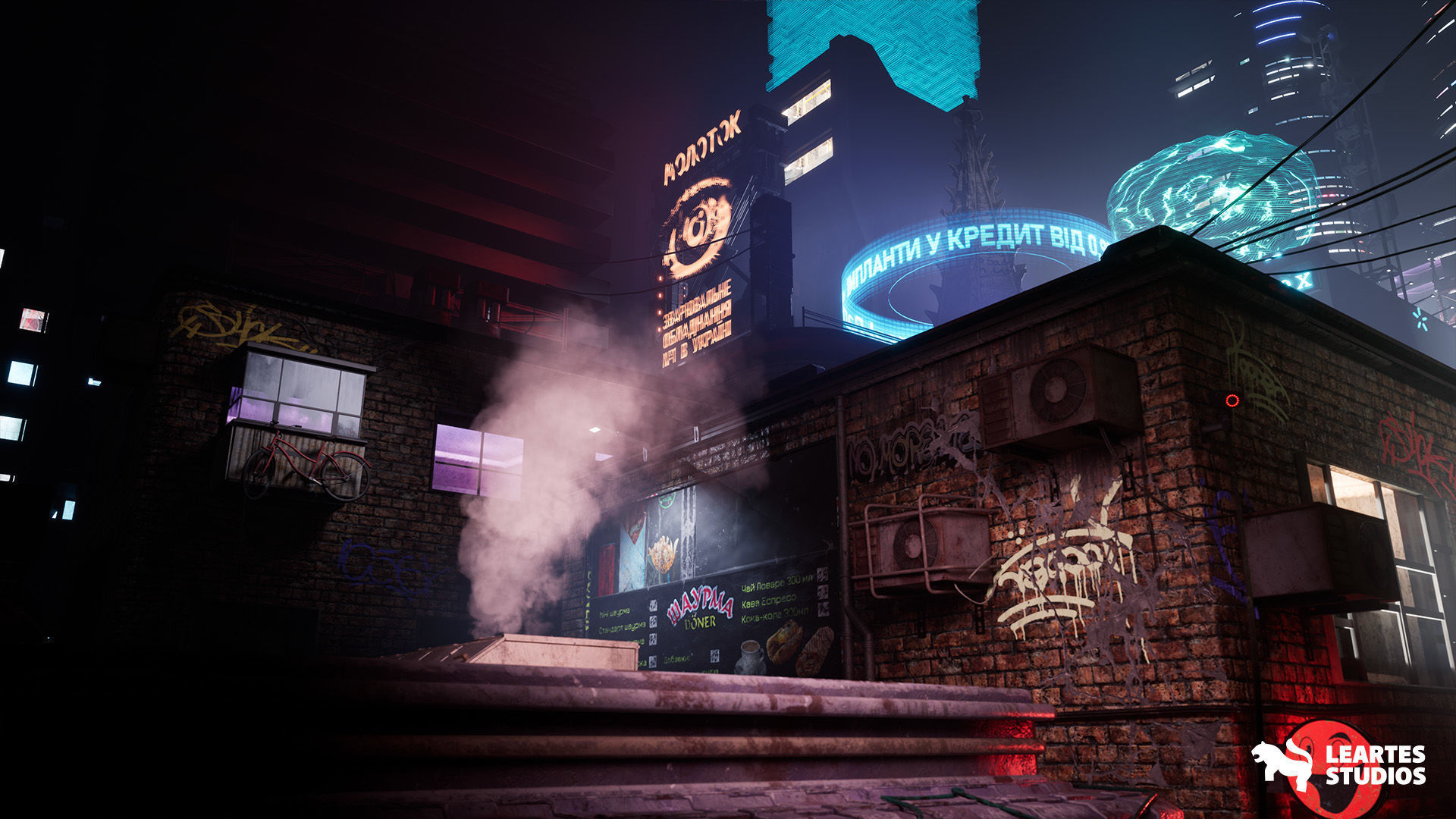 Cyberpunk Kyiv Environment Low-poly 3D model_9
