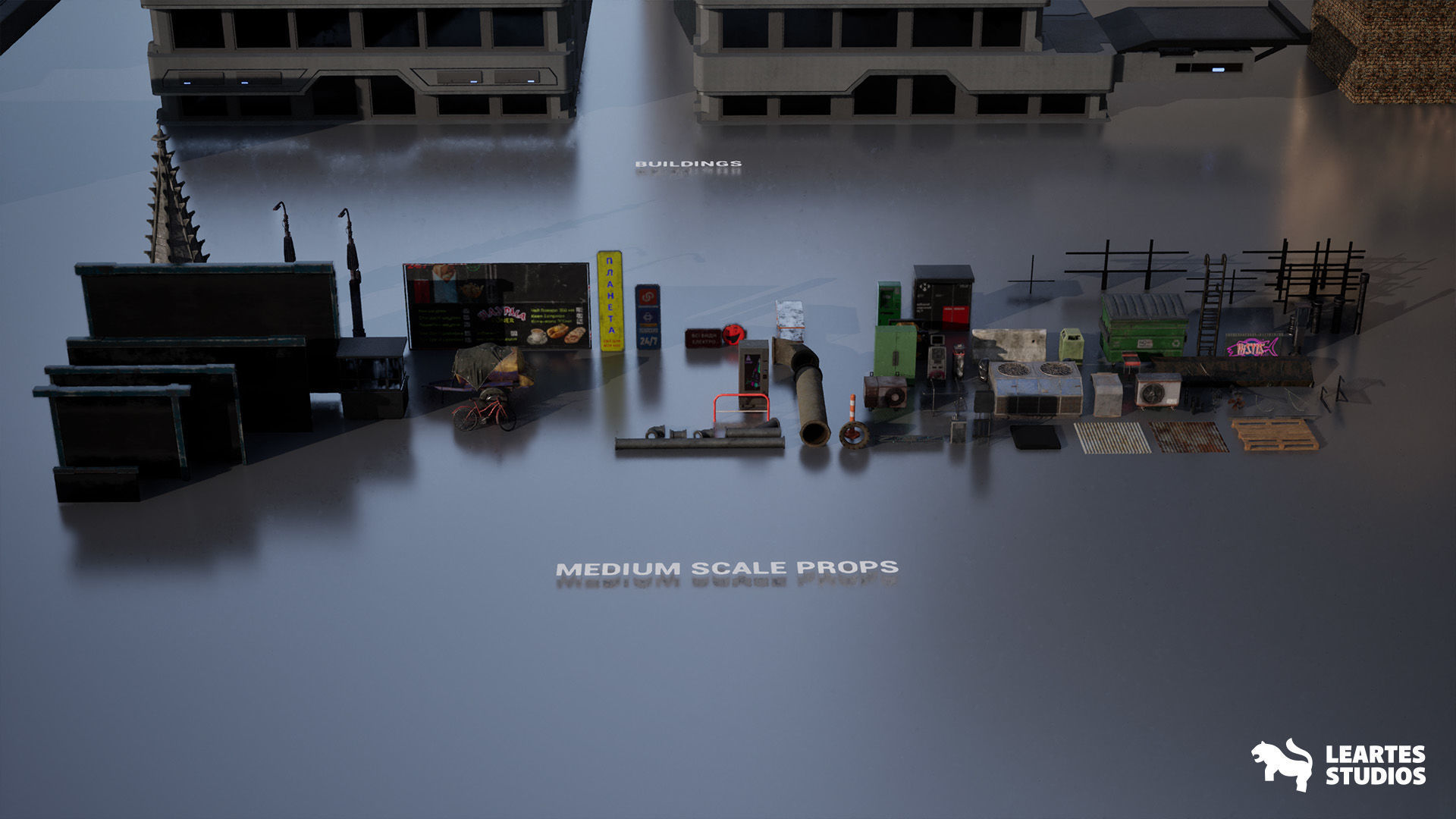 Cyberpunk Kyiv Environment Low-poly 3D model_17