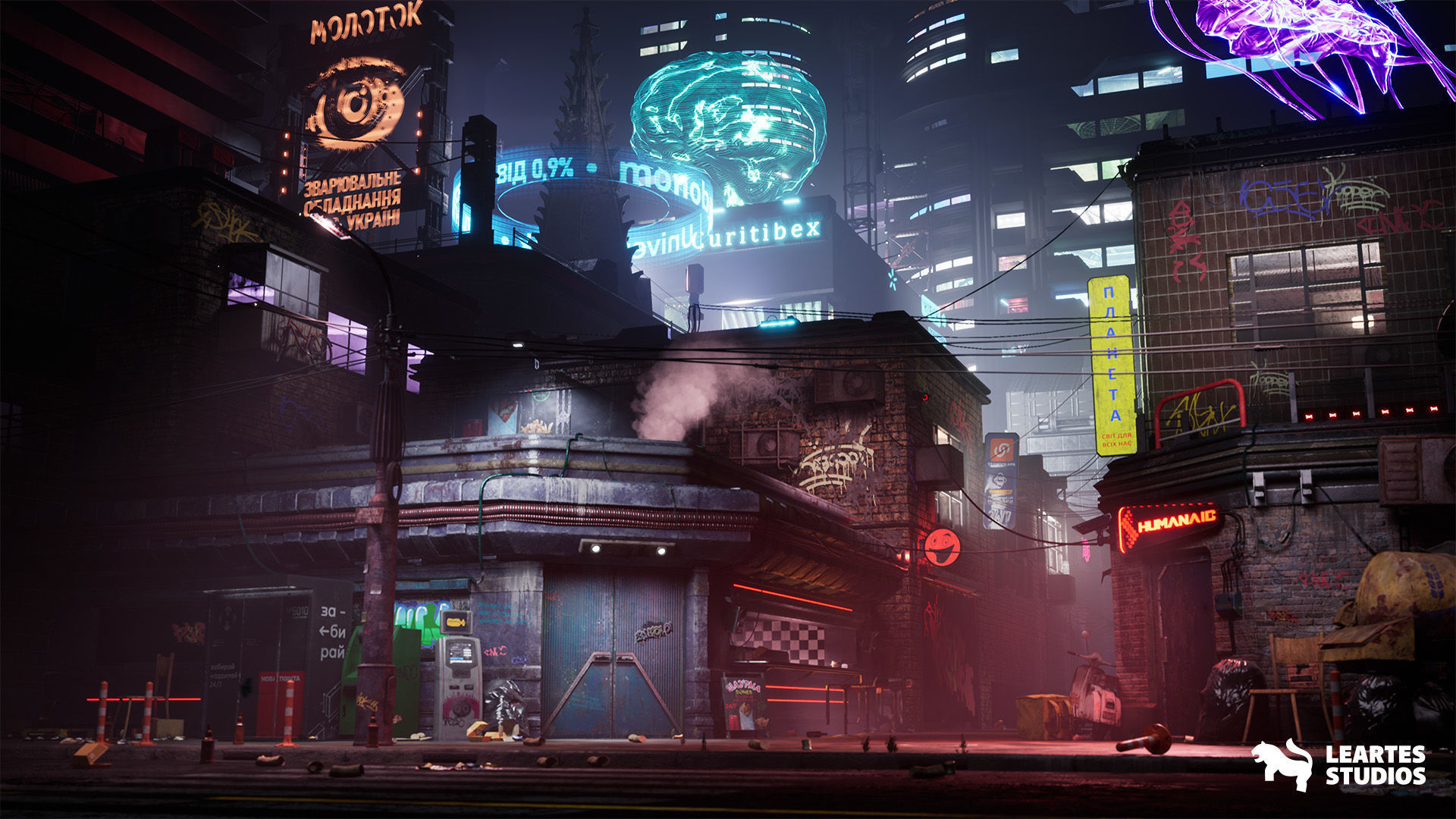 Cyberpunk Kyiv Environment Low-poly 3D model_2