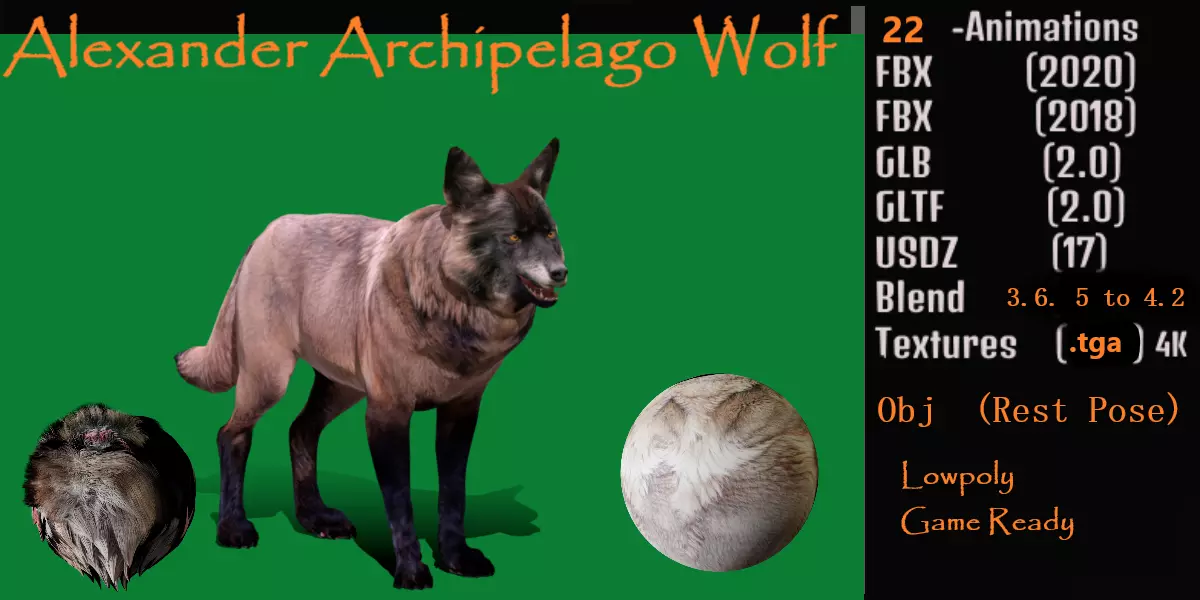 Alexander Archipelago Wolf Low-poly 3D model_0