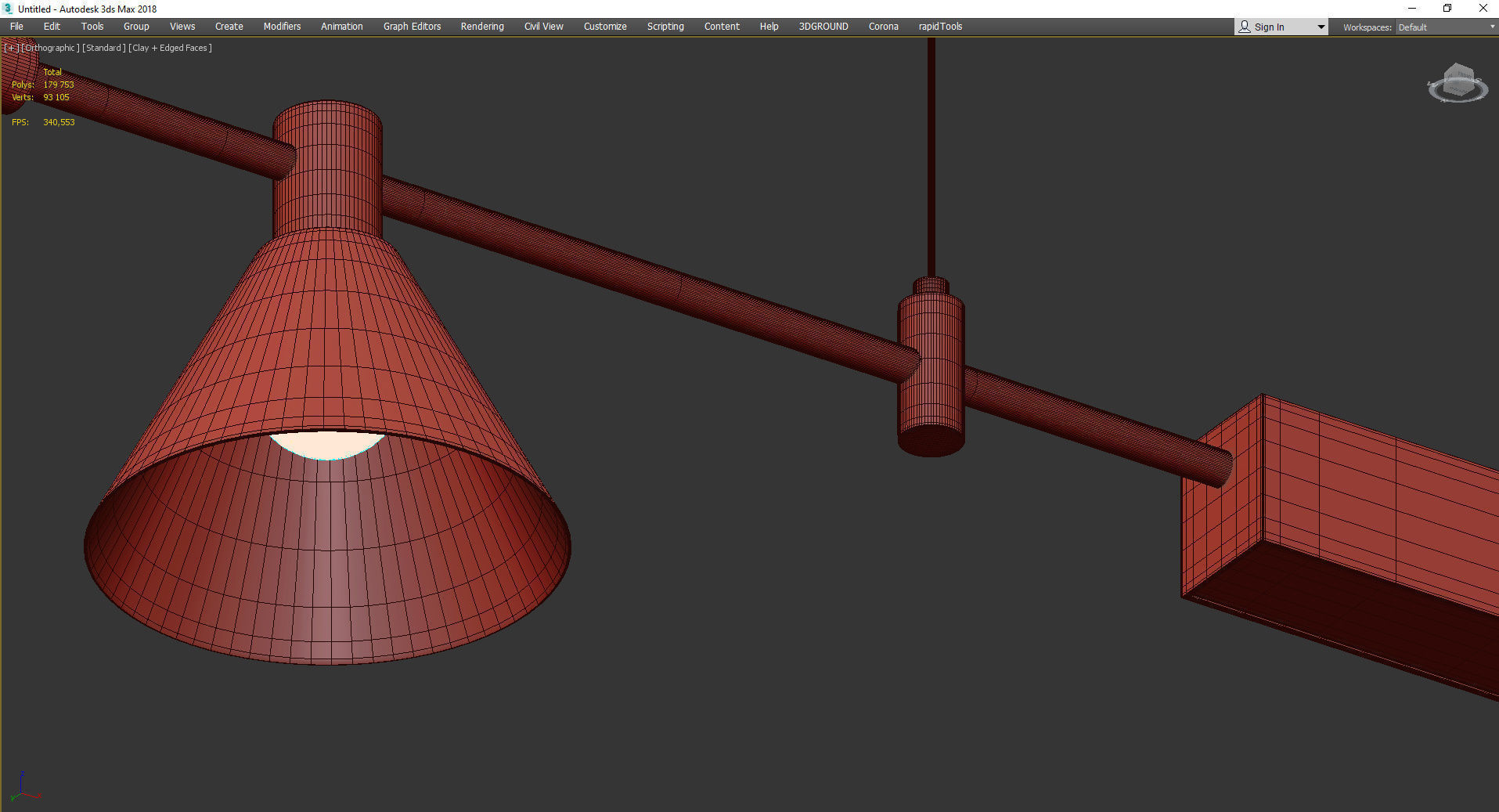 Horizontal Linear LED Pendant Lamp Low-poly 3D model_4