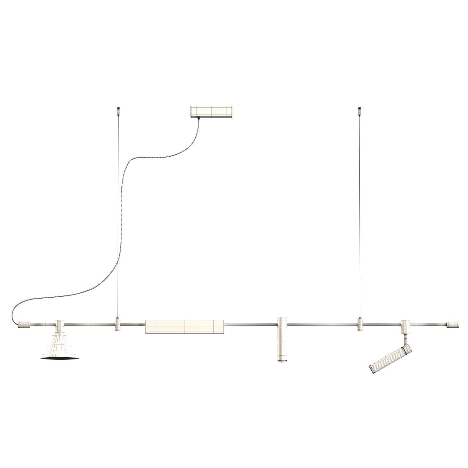 Horizontal Linear LED Pendant Lamp Low-poly 3D model_2