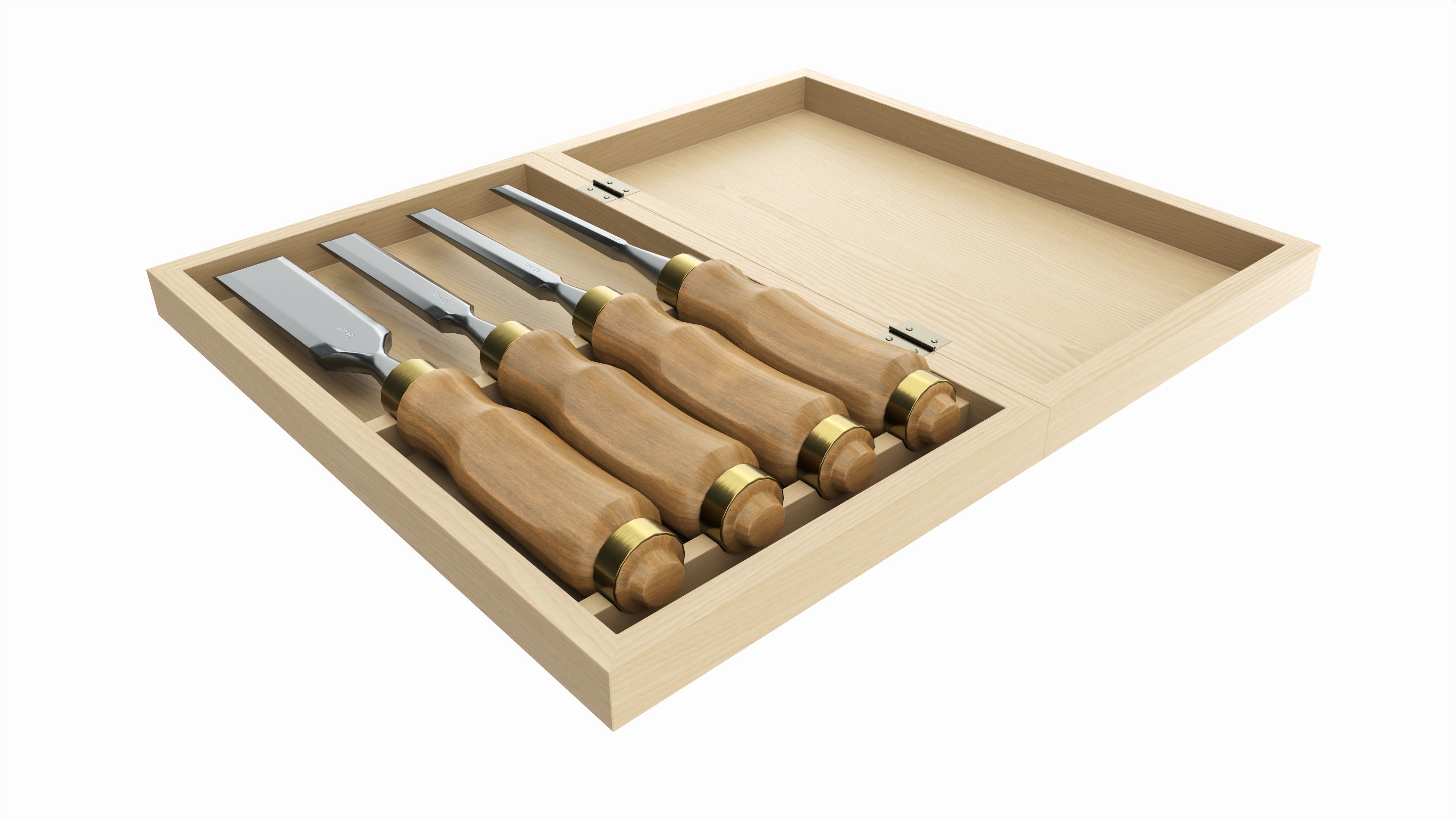 Chisel set in wooden box 3D model_2