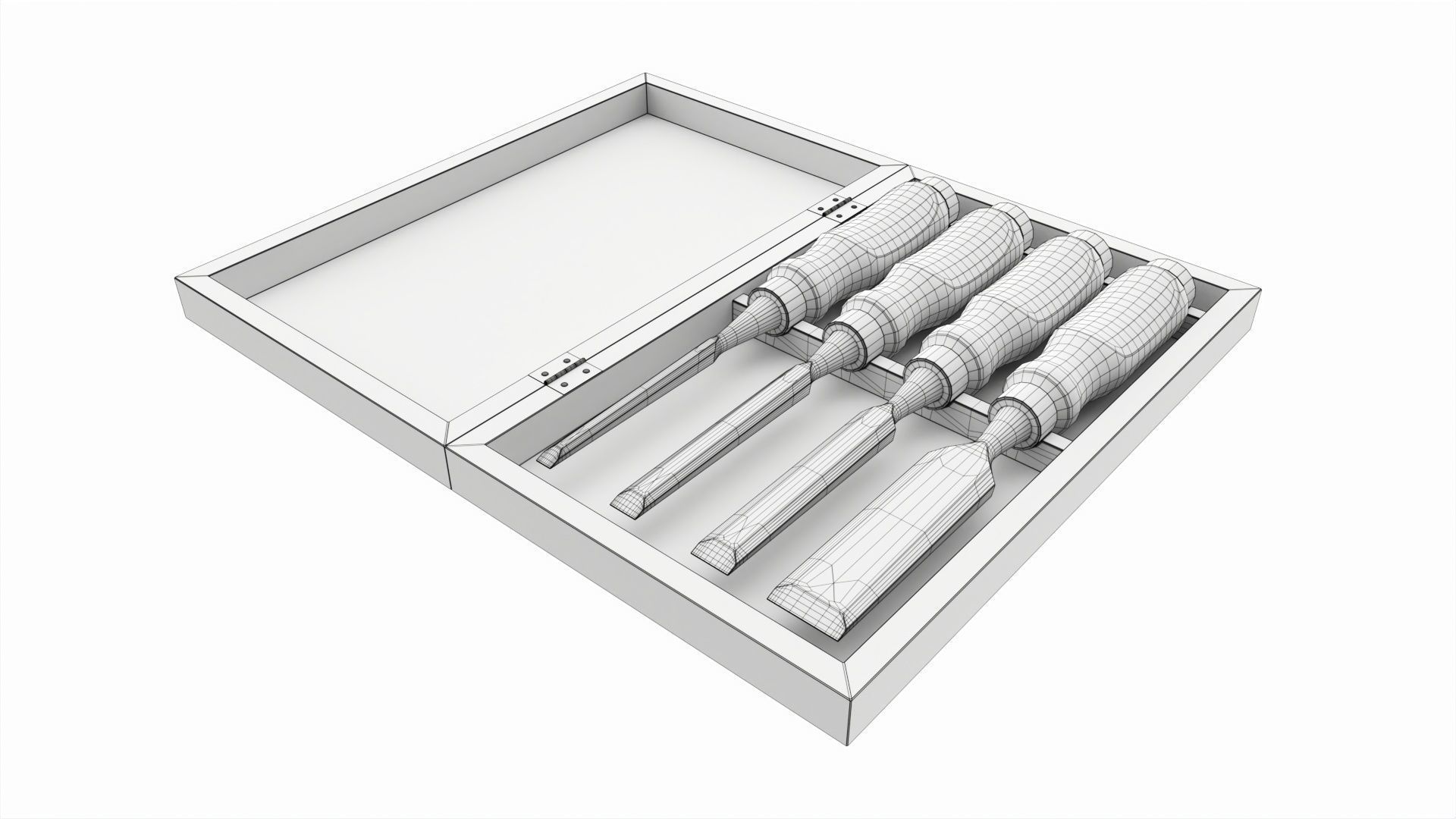 Chisel set in wooden box 3D model_6