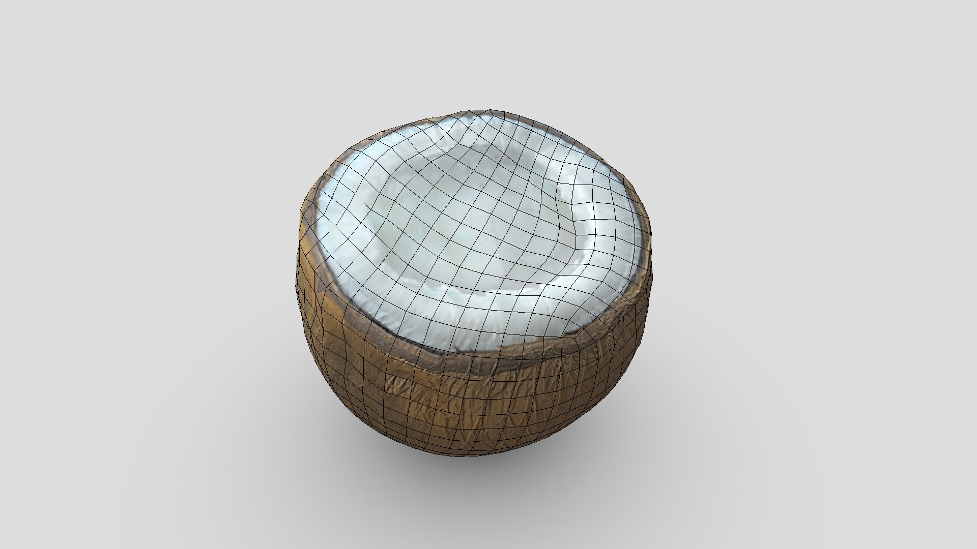 Coconut Piece Filled Low-poly 3D model_2