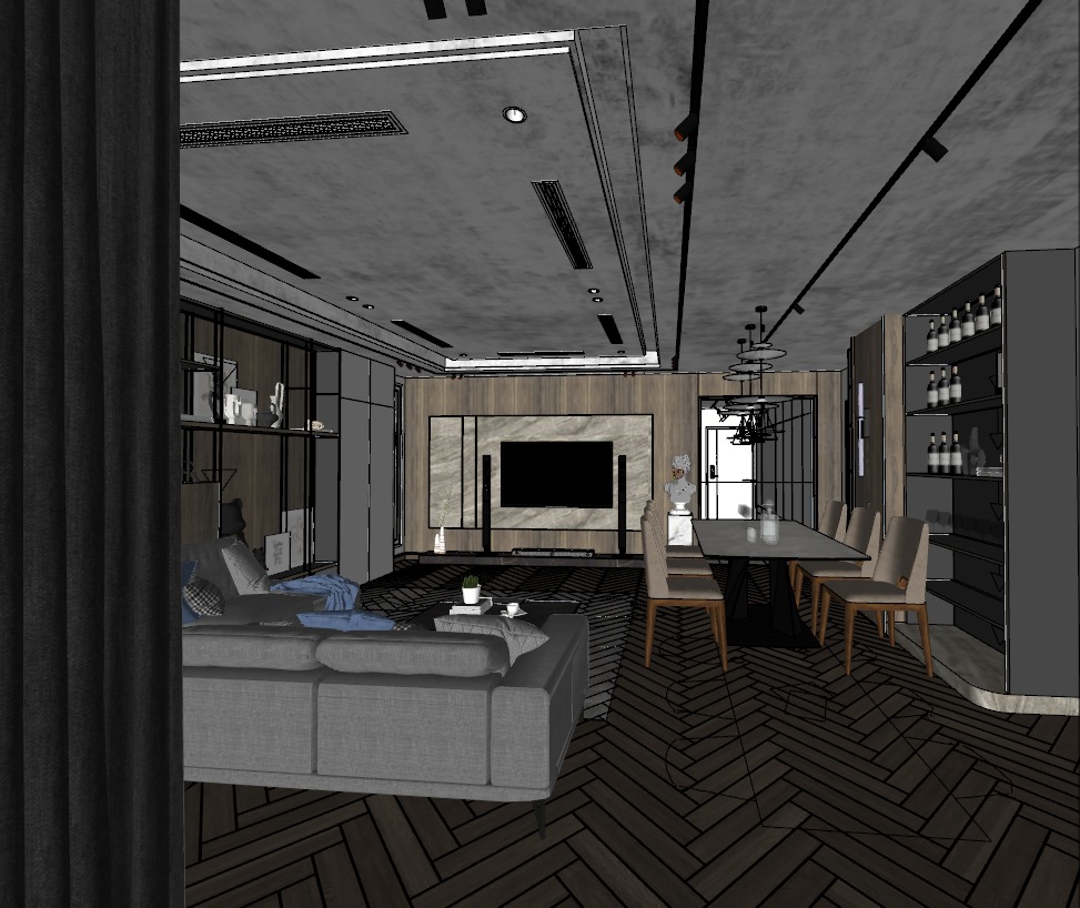 Modern living room  3D model_5