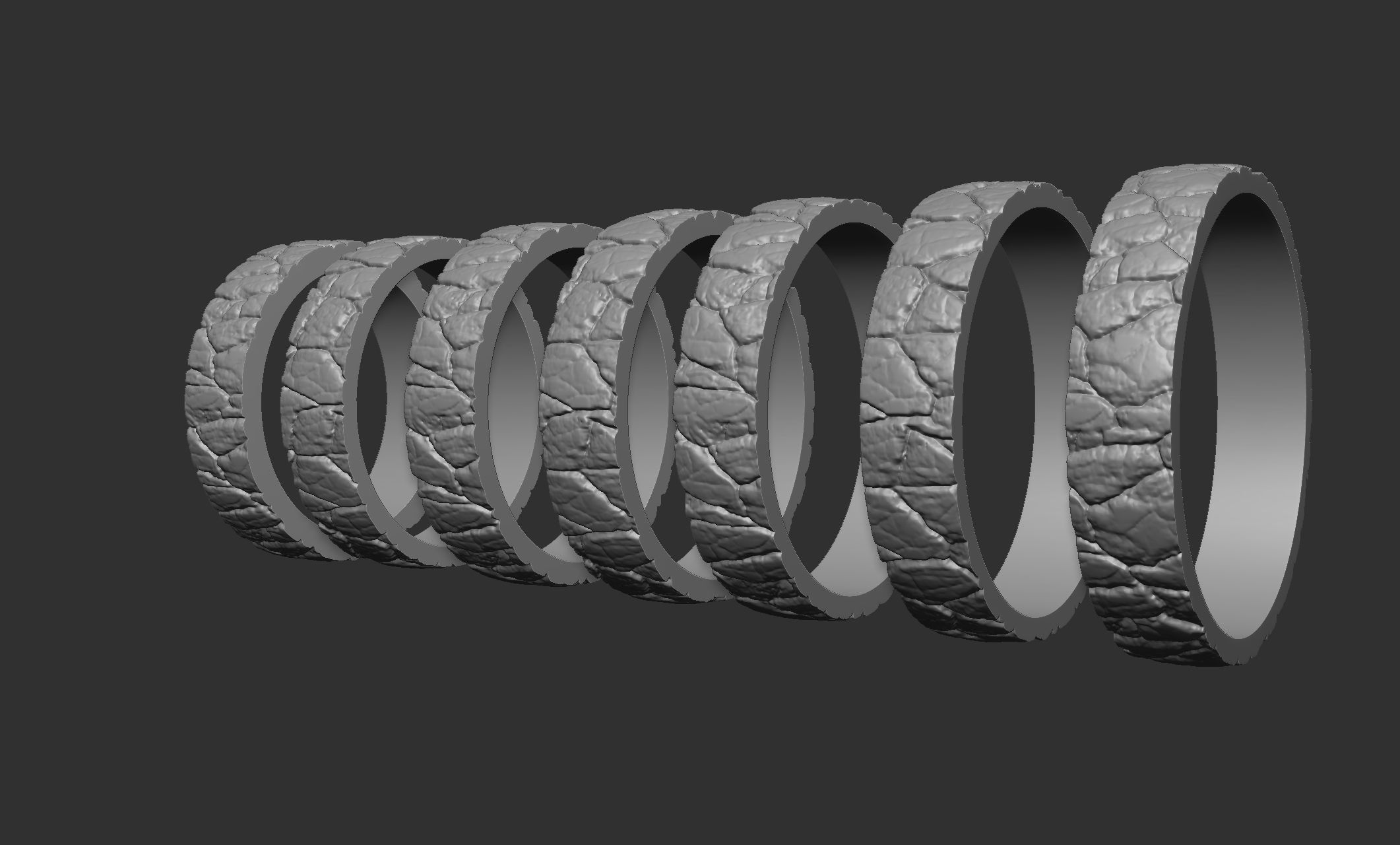 Frozen cracked ice band ring - Christmas ring - textured pattern 3D print model_6