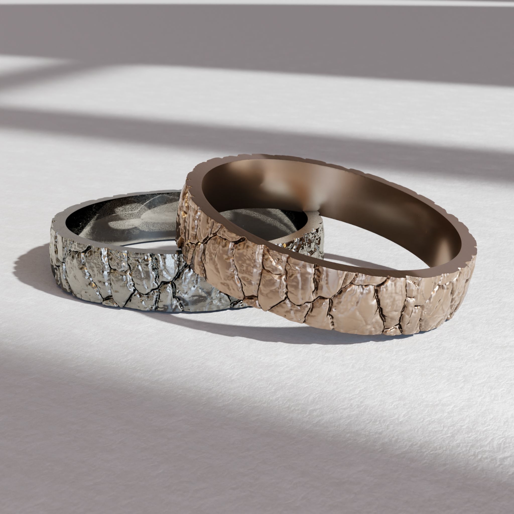 Frozen cracked ice band ring - Christmas ring - textured pattern 3D print model_4