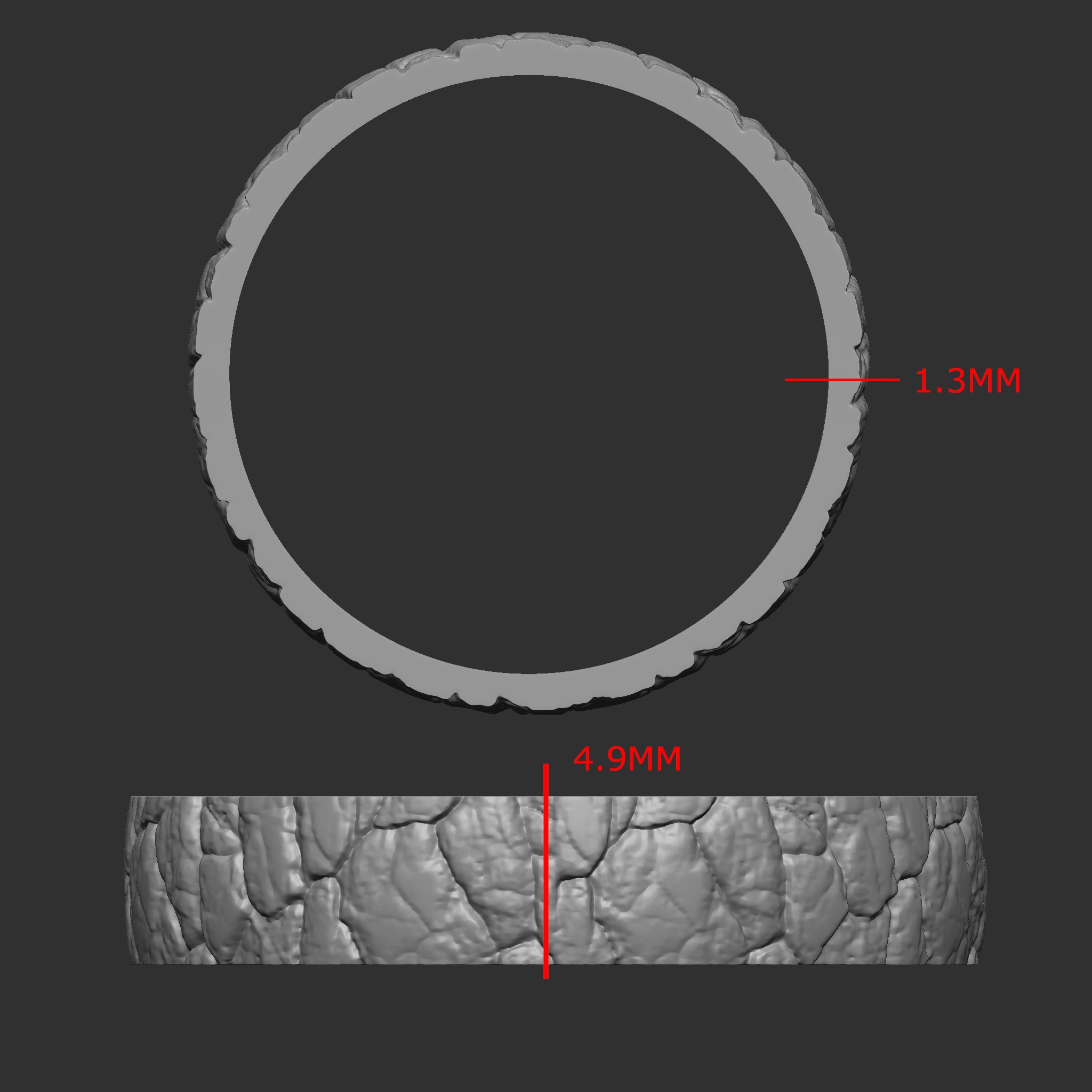 Frozen cracked ice band ring - Christmas ring - textured pattern 3D print model_8