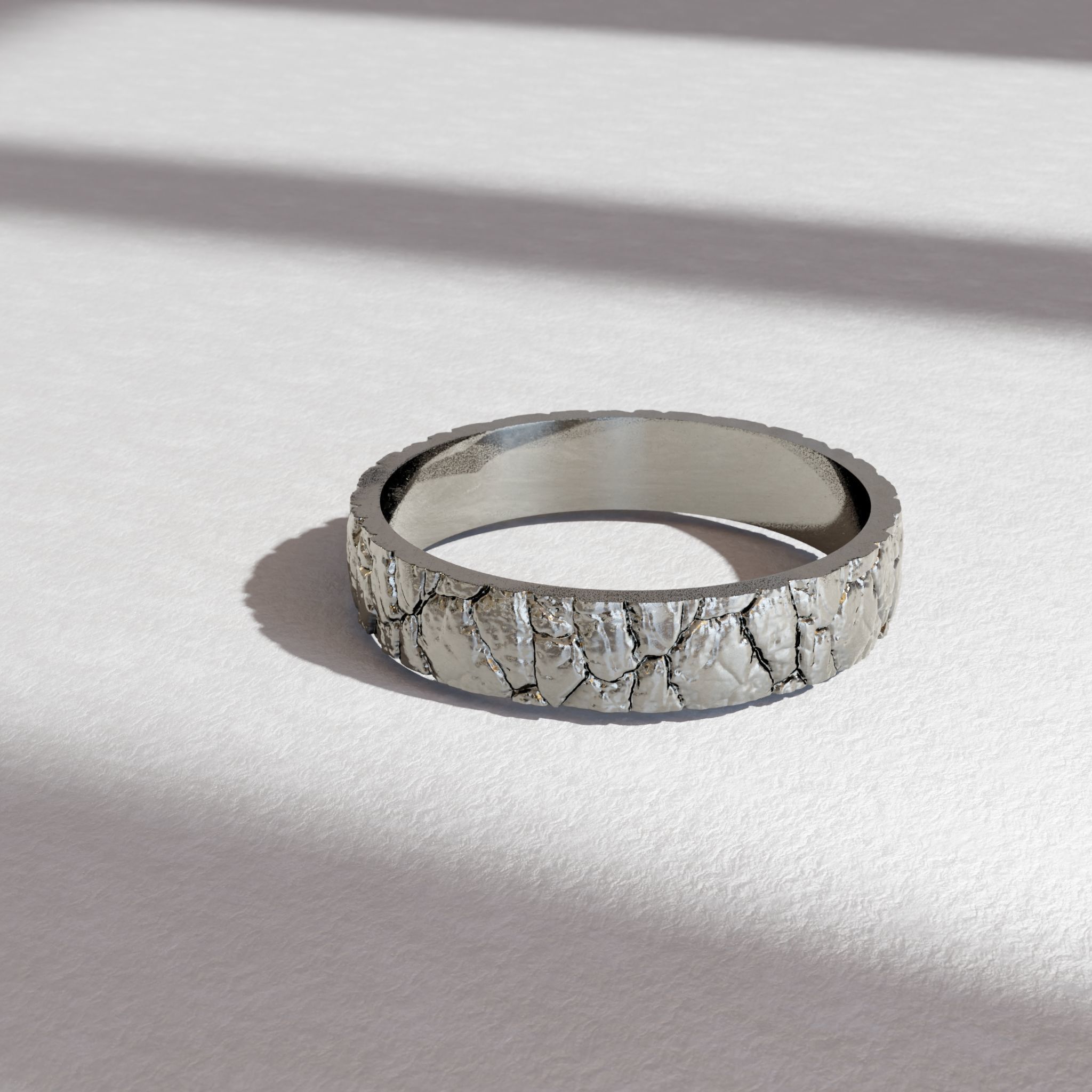 Frozen cracked ice band ring - Christmas ring - textured pattern 3D print model_1