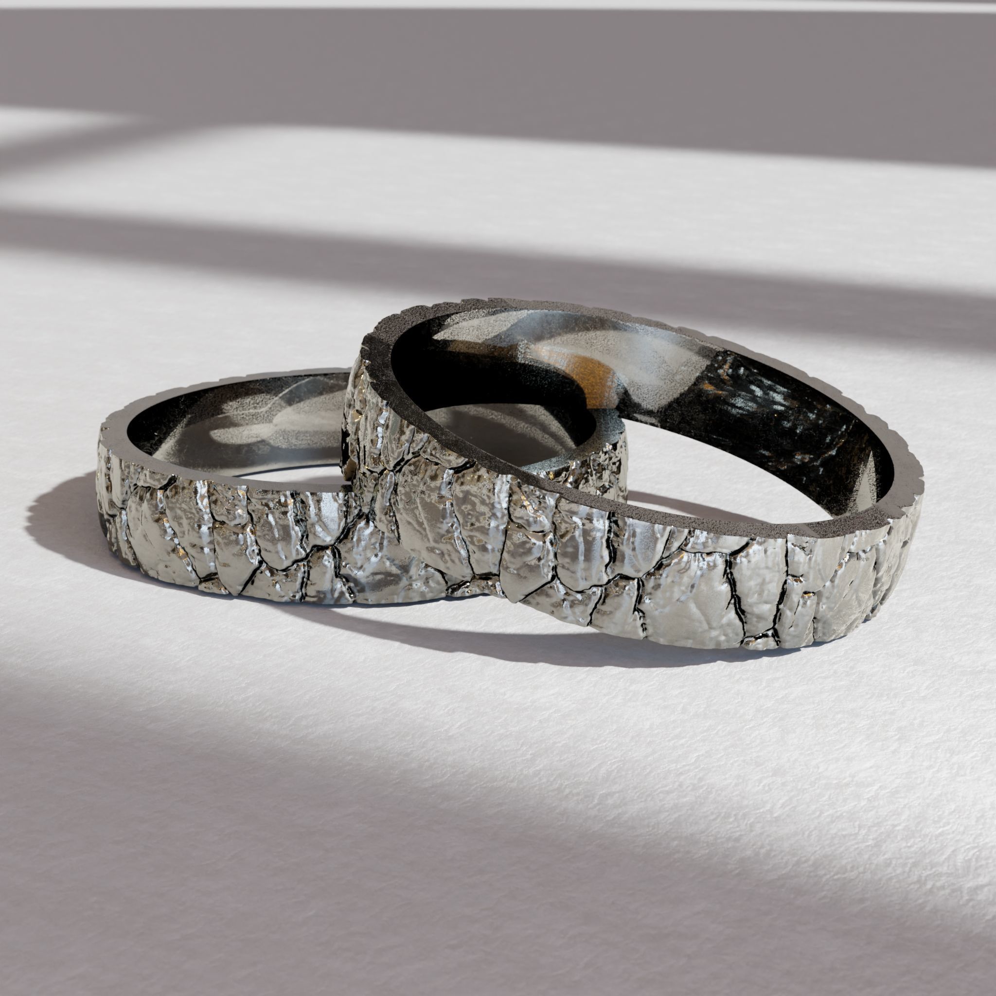Frozen cracked ice band ring - Christmas ring - textured pattern 3D print model_3