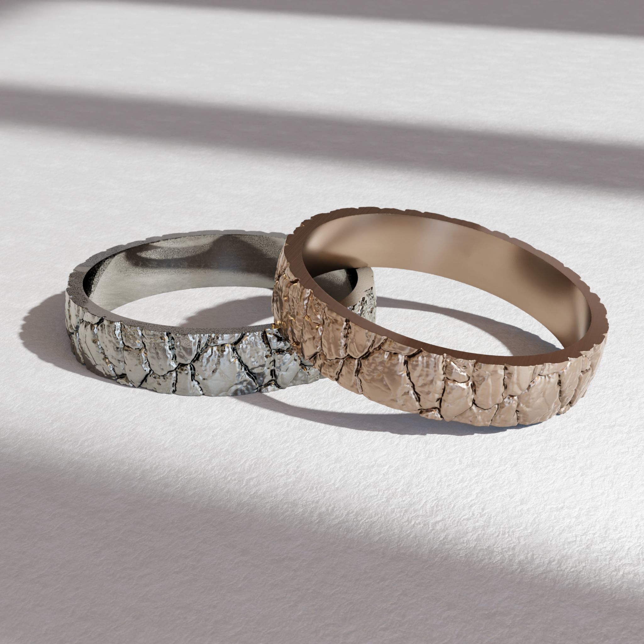 Frozen cracked ice band ring - Christmas ring - textured pattern 3D print model_5