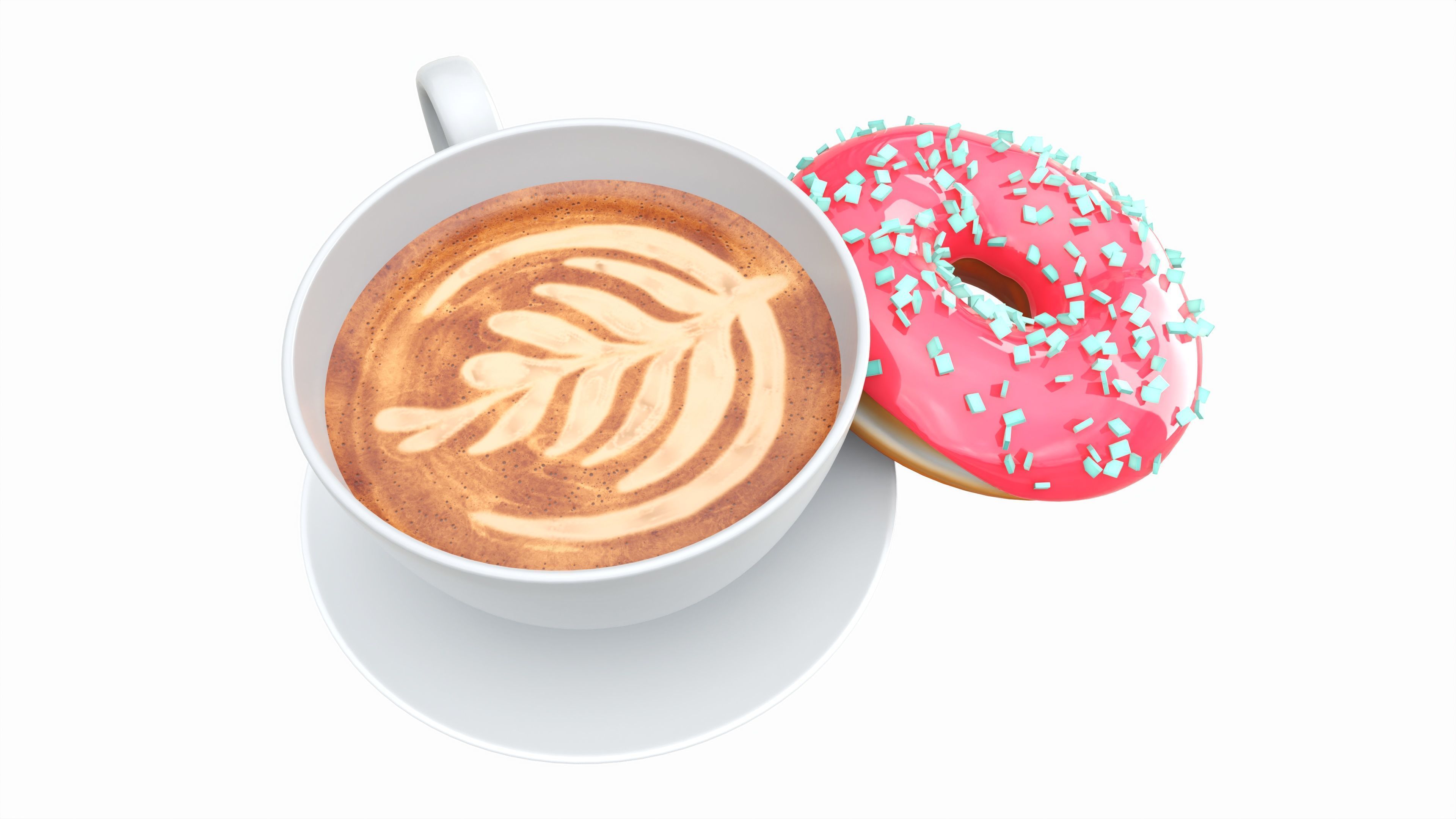 Coffee cup with donut 3D model_1