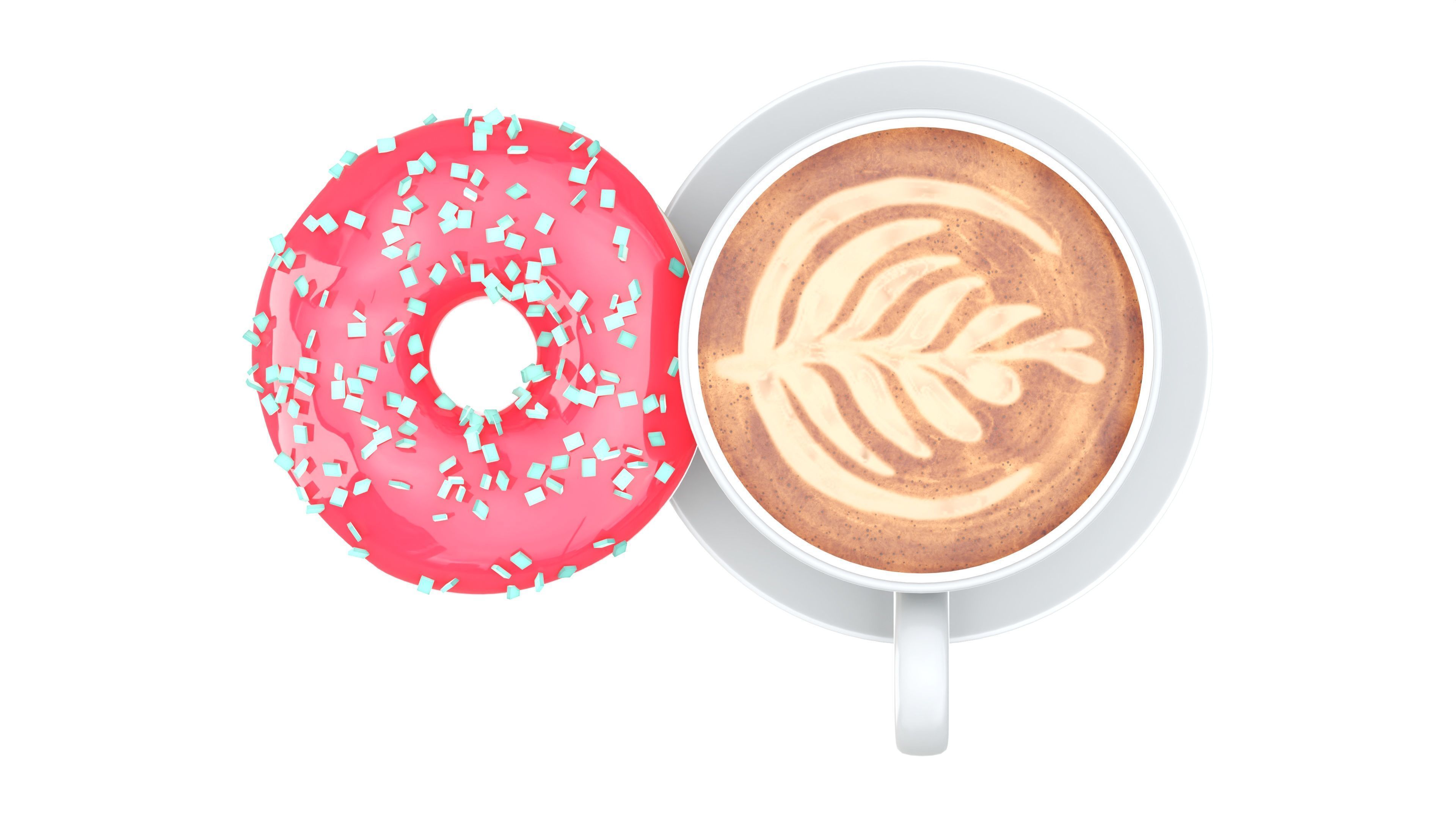 Coffee cup with donut 3D model_4