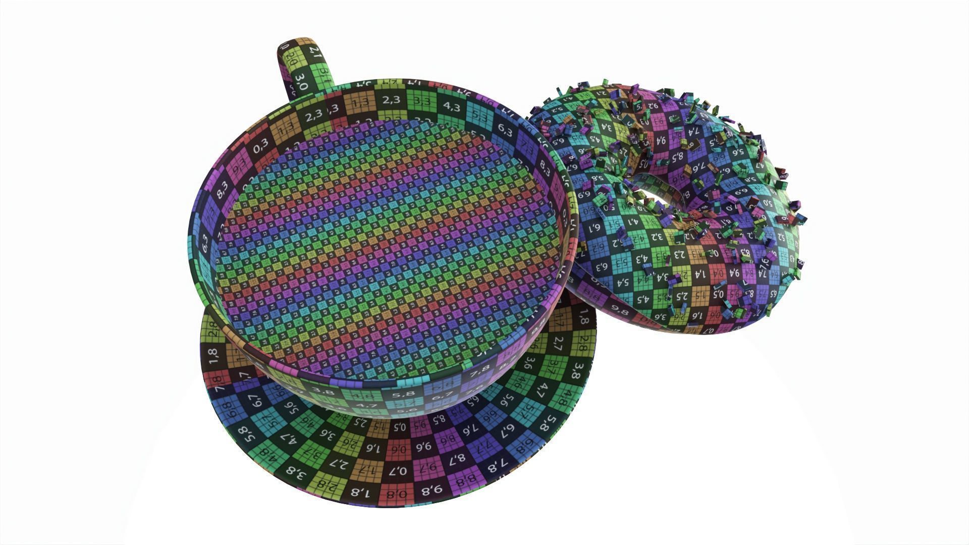 Coffee cup with donut 3D model_8