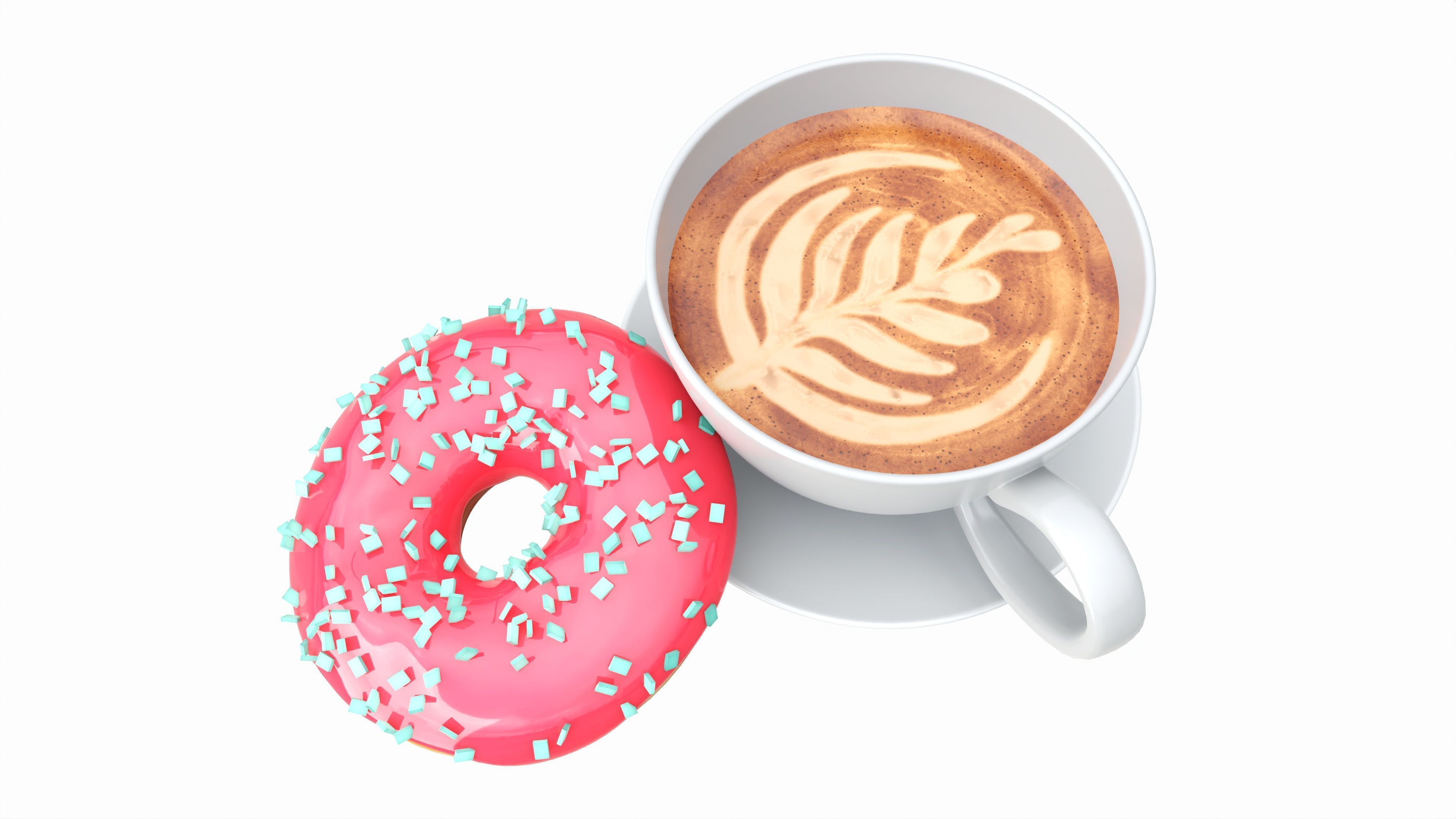 Coffee cup with donut 3D model_2