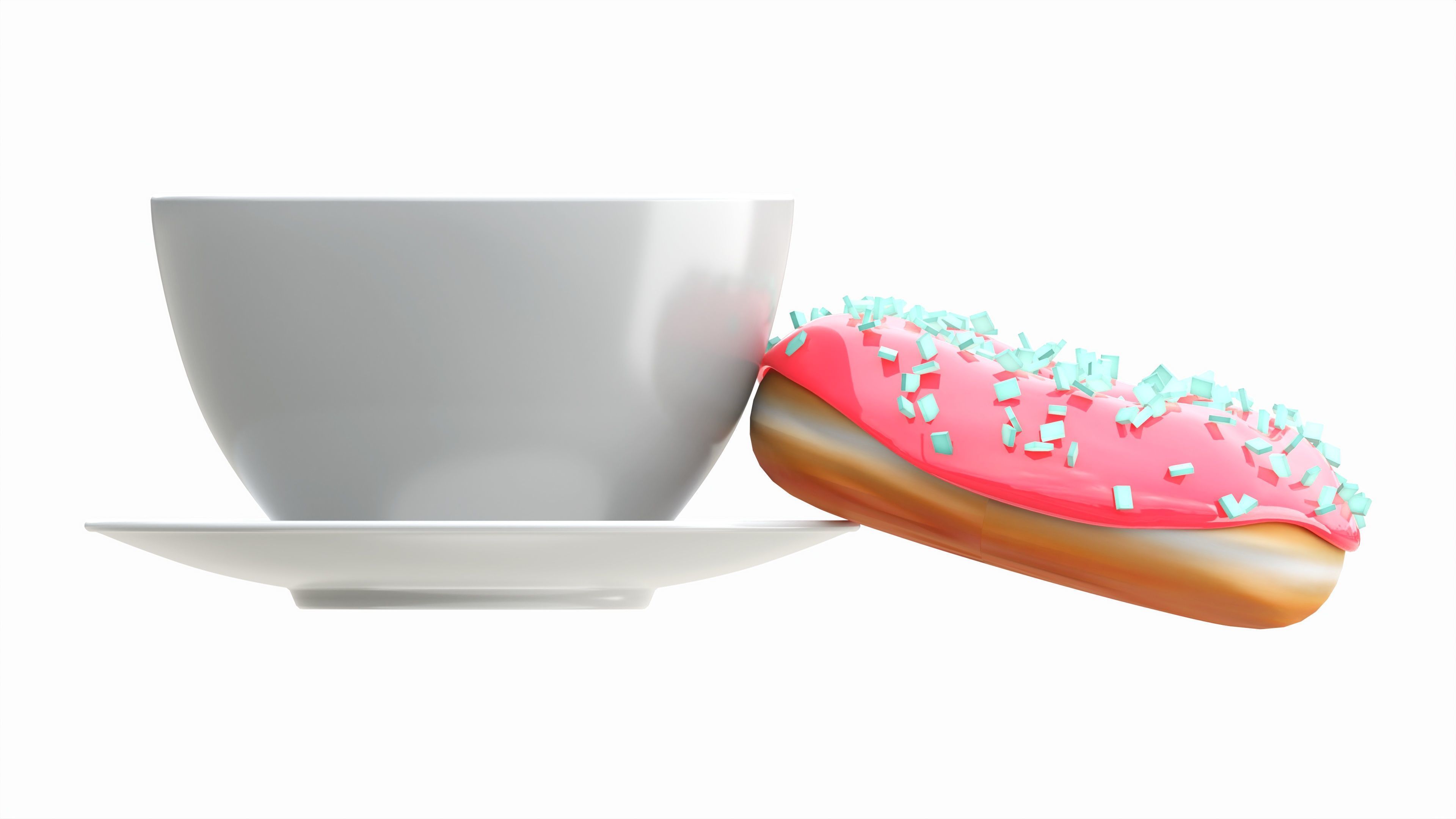 Coffee cup with donut 3D model_5