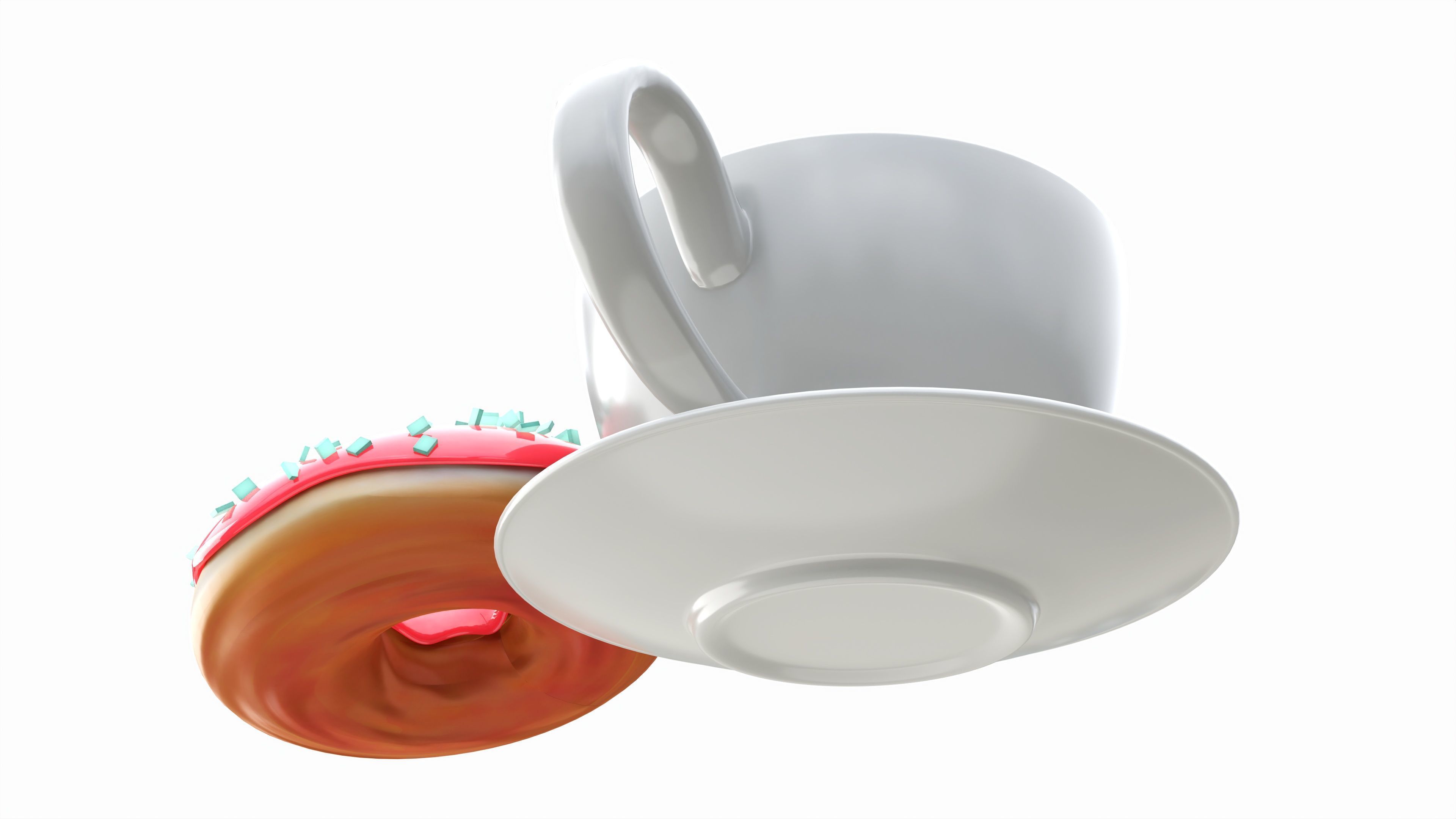 Coffee cup with donut 3D model_3