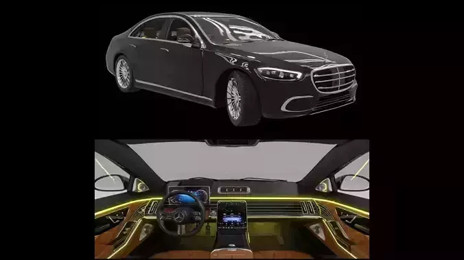 Mercedes Benz S class with Interior 3D model