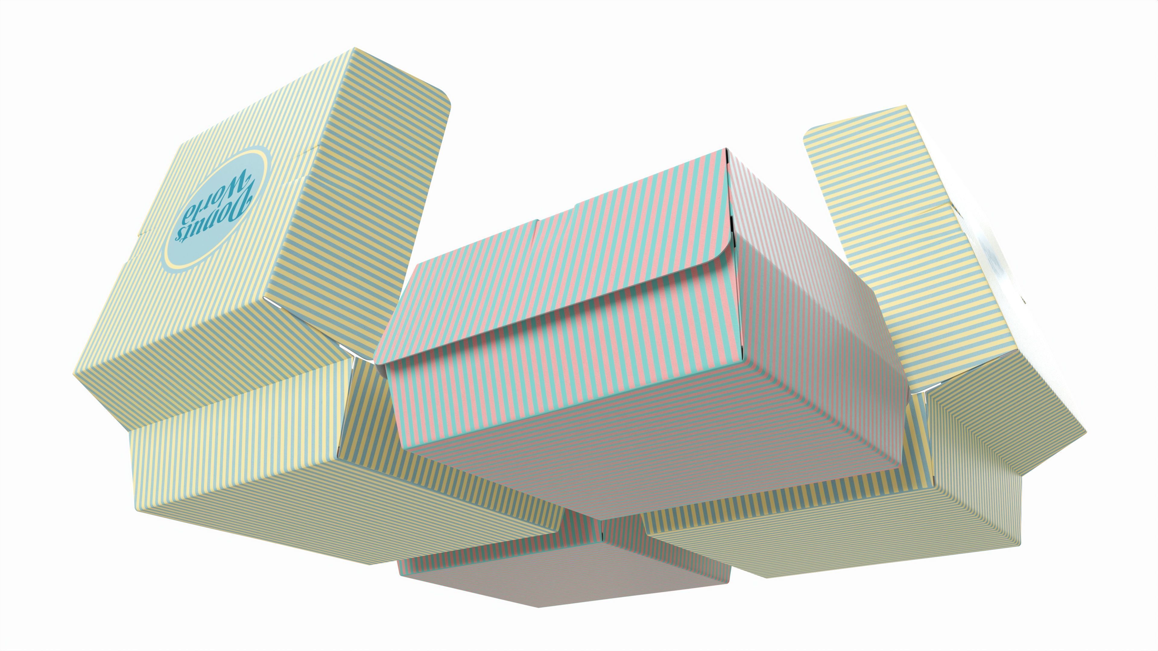 Donuts in cardboard boxes 3D model_4