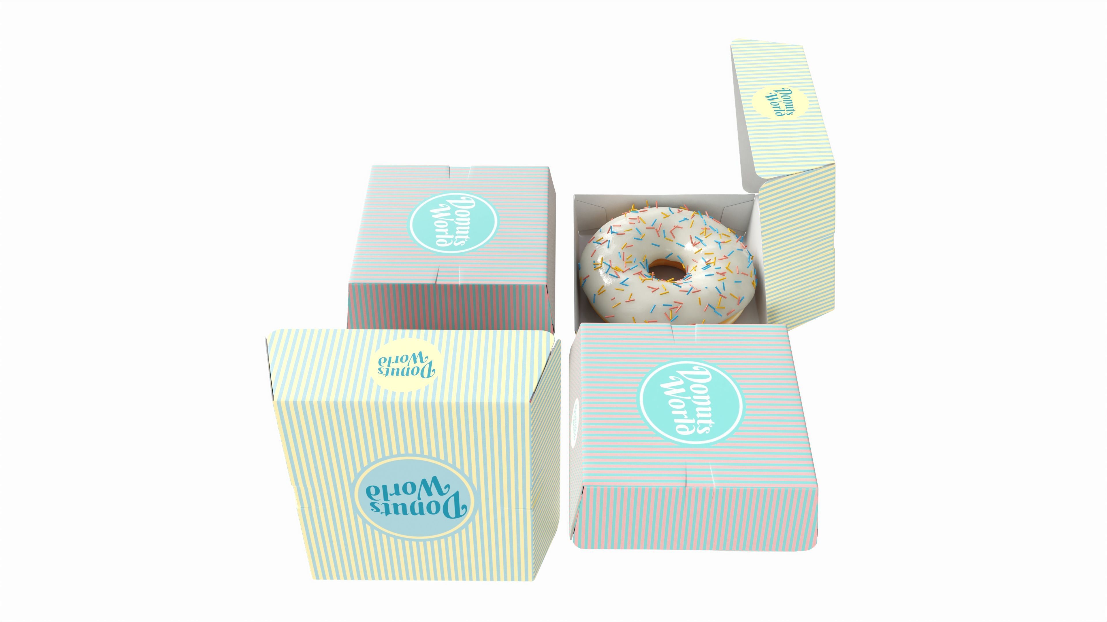 Donuts in cardboard boxes 3D model_2