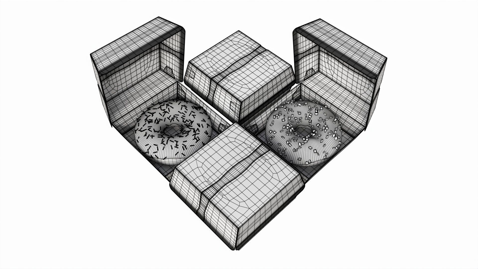 Donuts in cardboard boxes 3D model_7