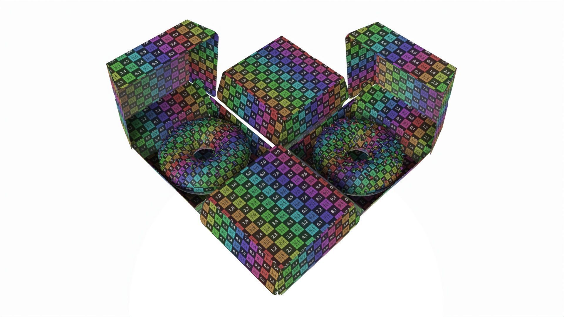 Donuts in cardboard boxes 3D model_9