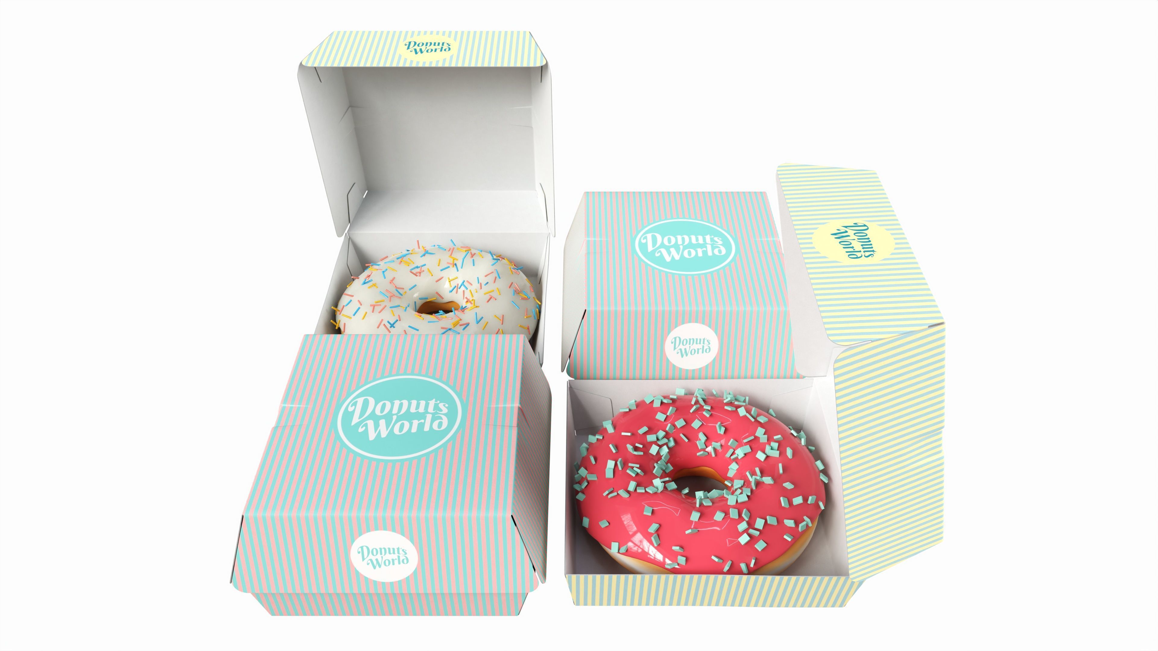 Donuts in cardboard boxes 3D model_1