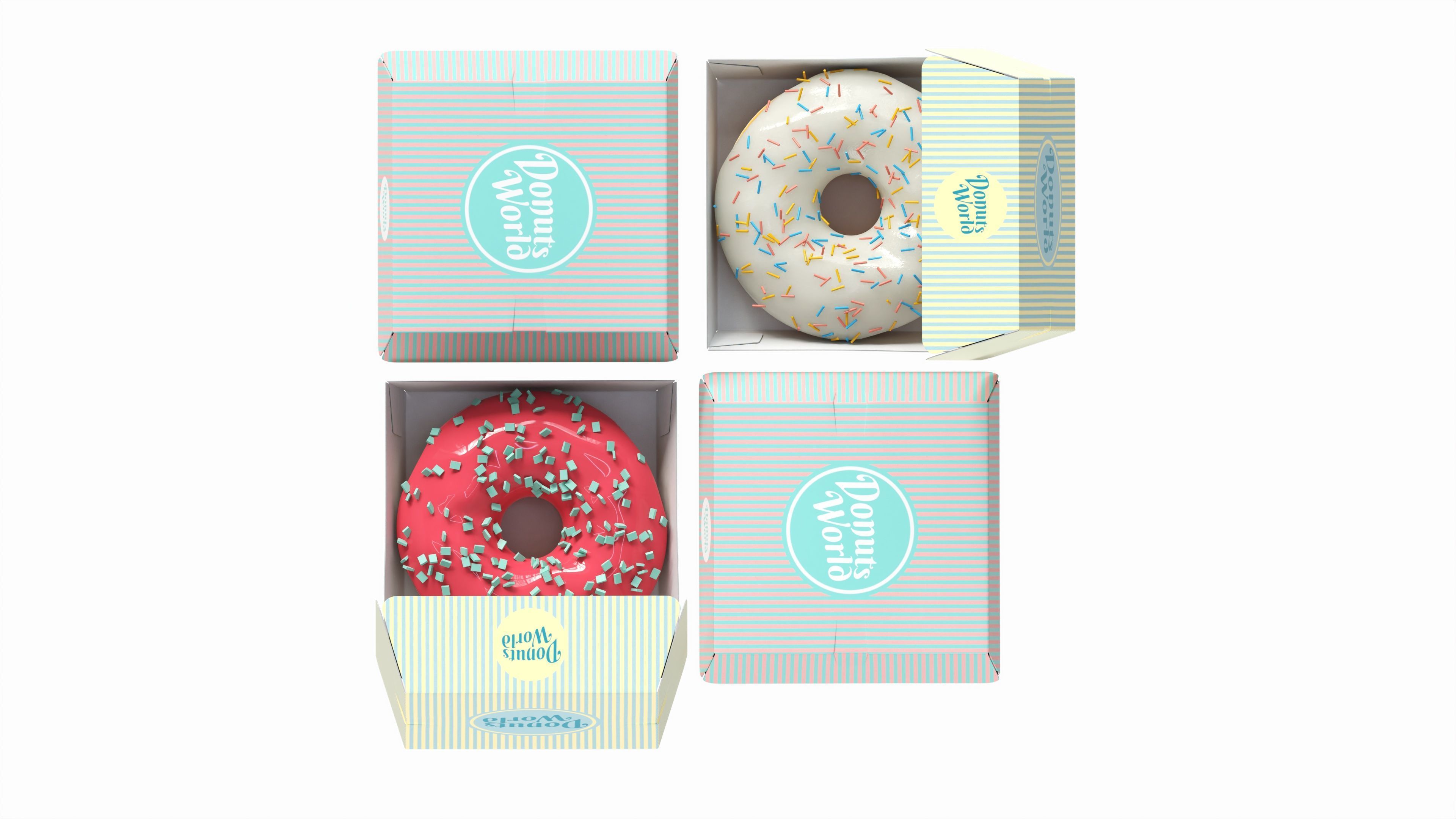 Donuts in cardboard boxes 3D model_5