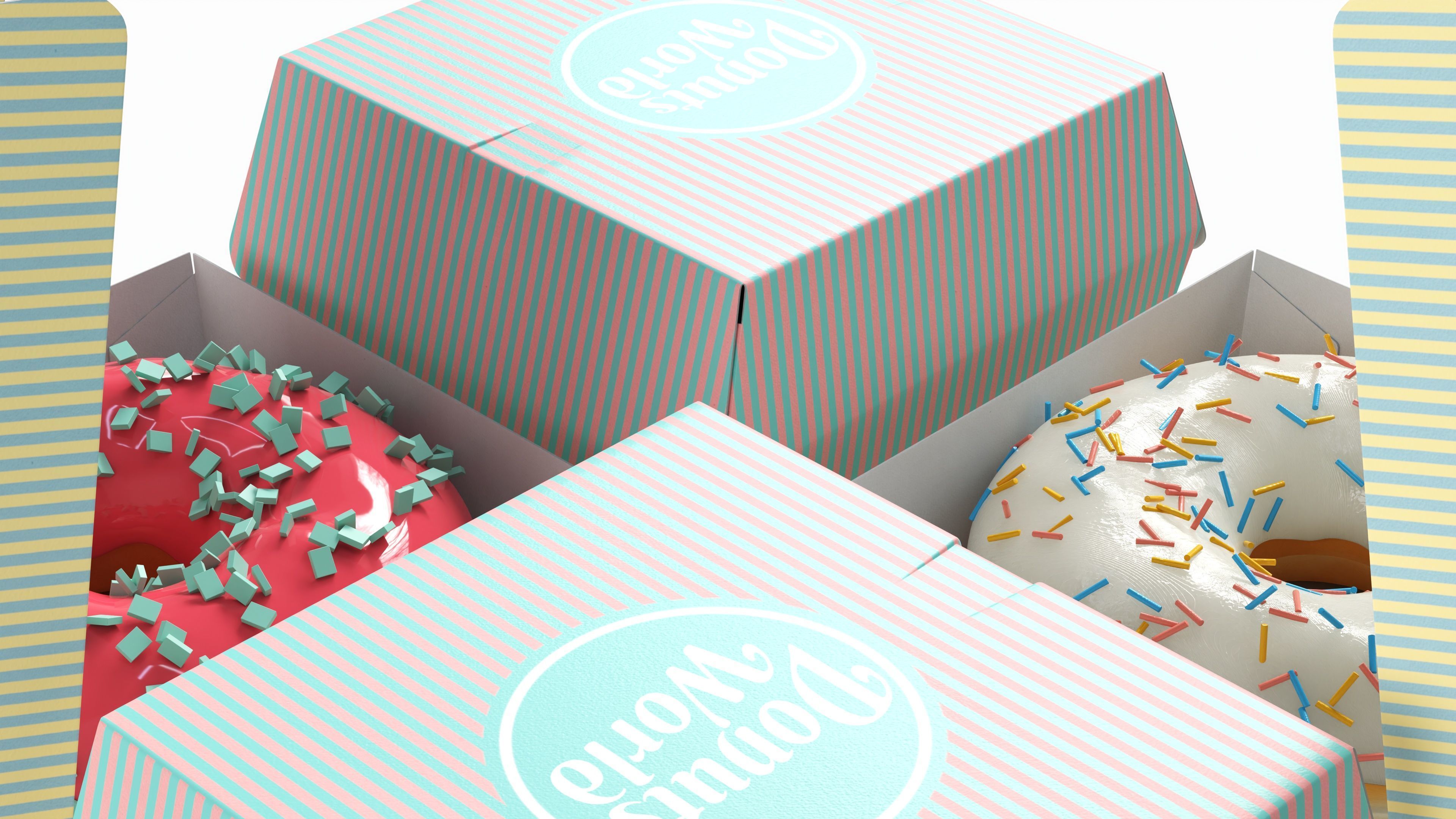 Donuts in cardboard boxes 3D model_3