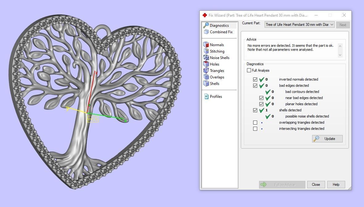 Tree of Life Heart Pendant 30 mm with Diamonds 3D print model_7