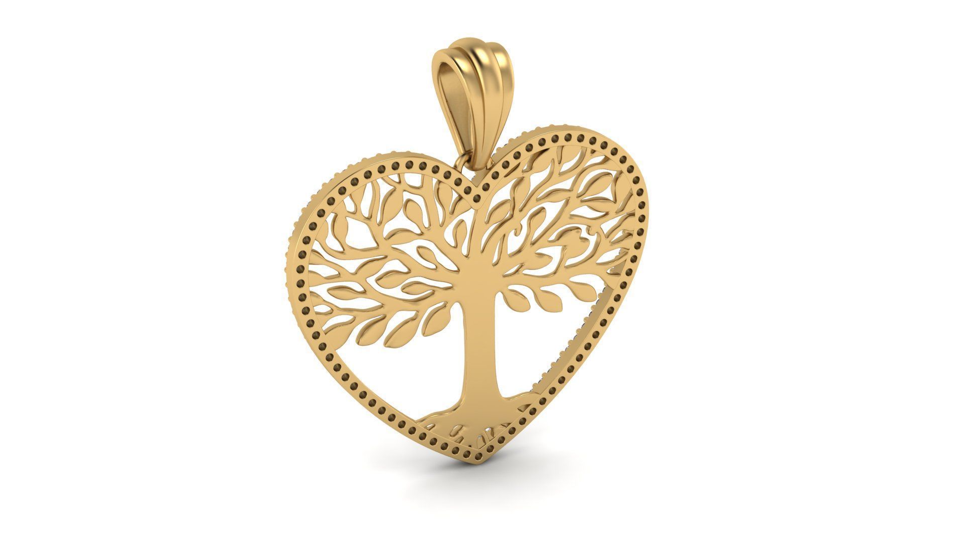 Tree of Life Heart Pendant 30 mm with Diamonds 3D print model_2