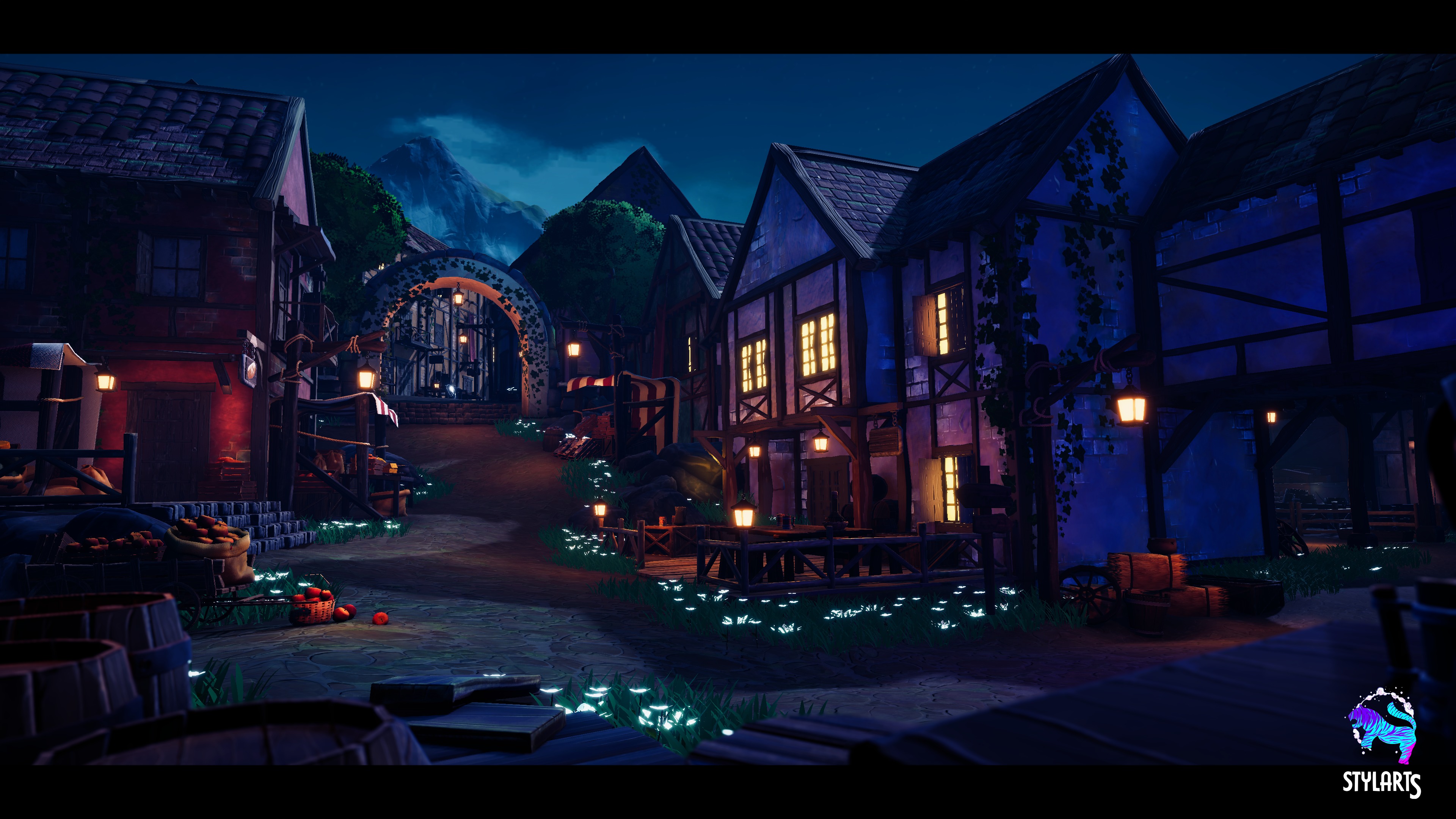 Modular Stylized Village Low-poly 3D model_2