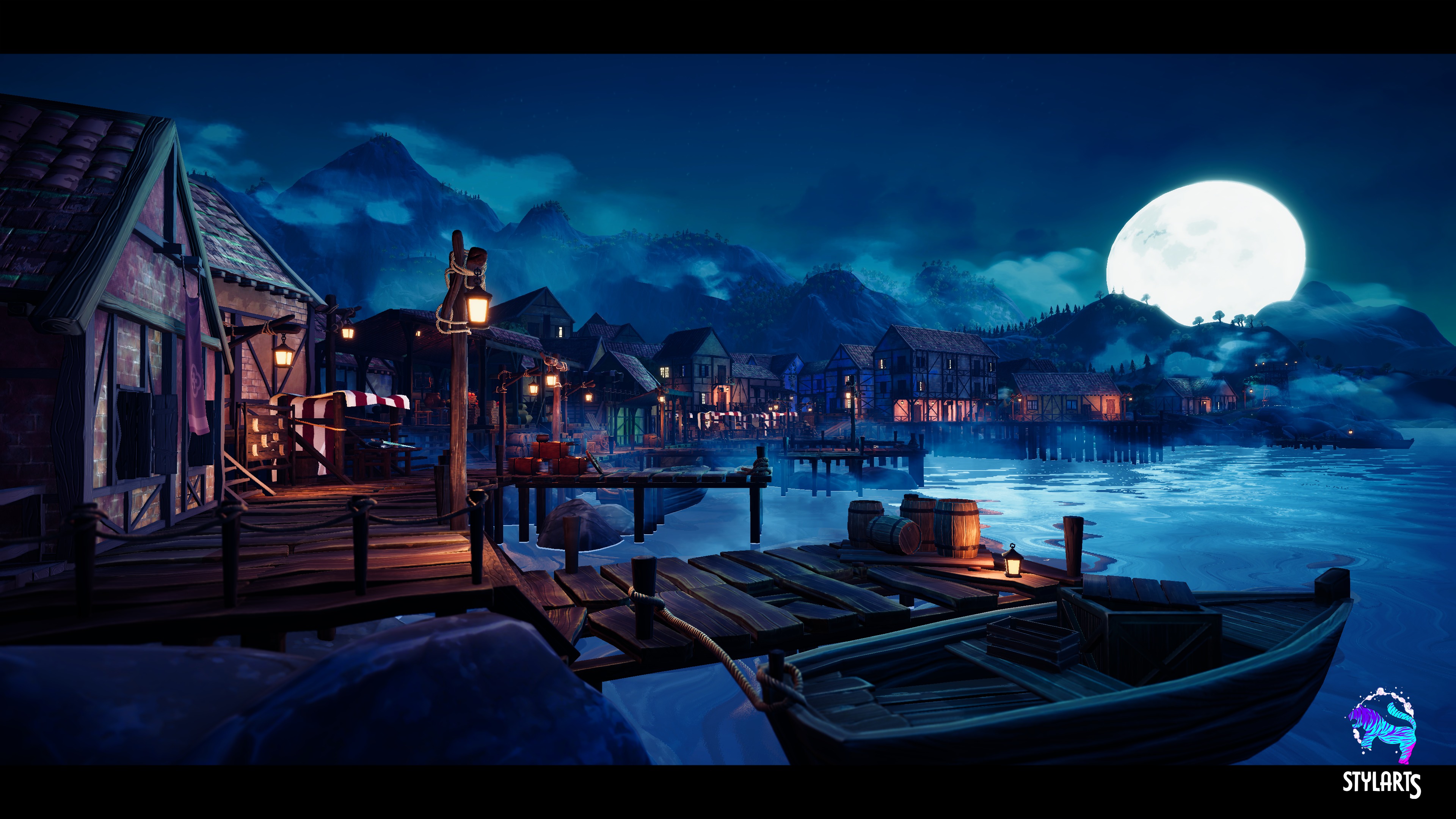 Modular Stylized Village Low-poly 3D model_11