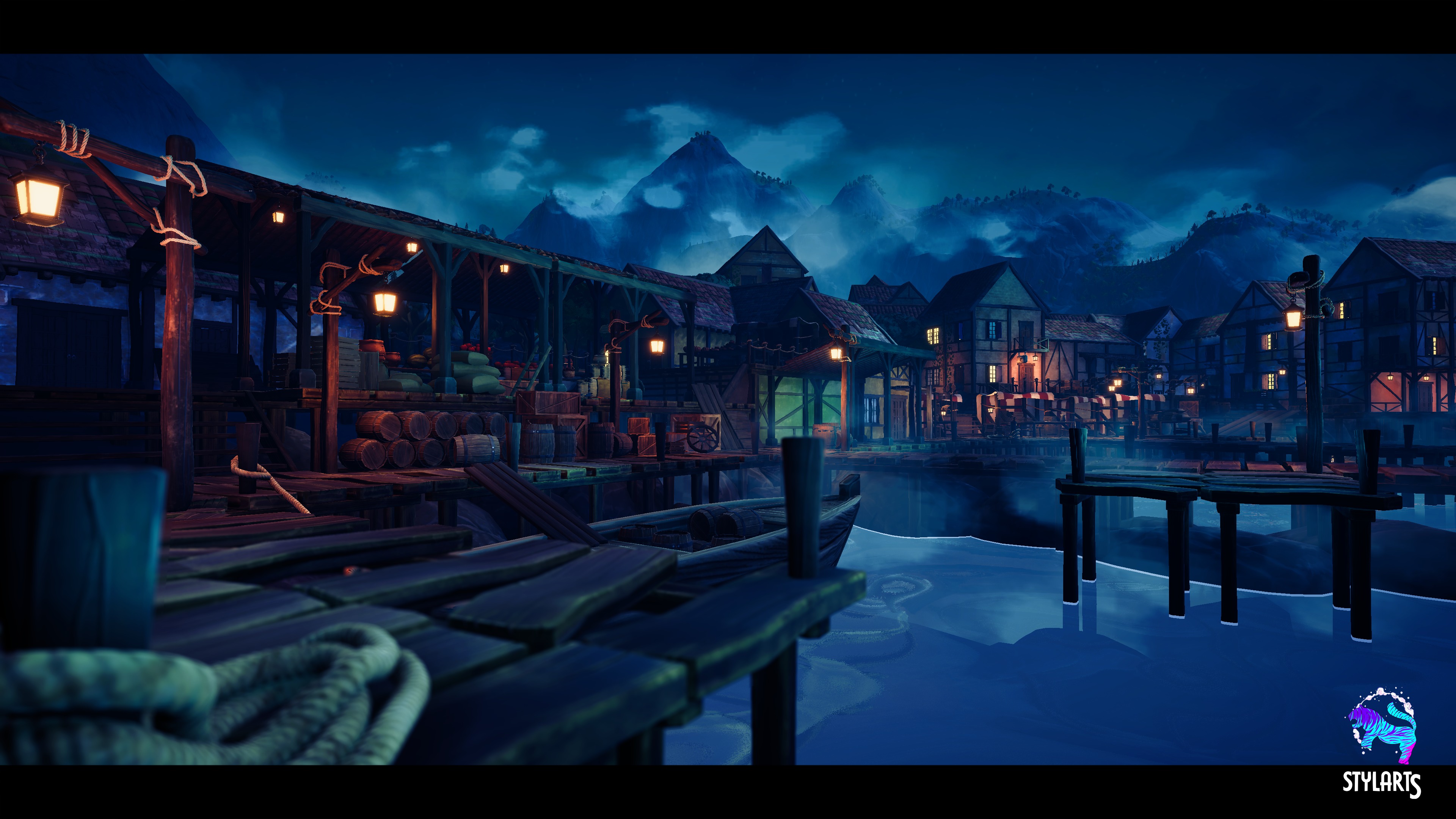 Modular Stylized Village Low-poly 3D model_13