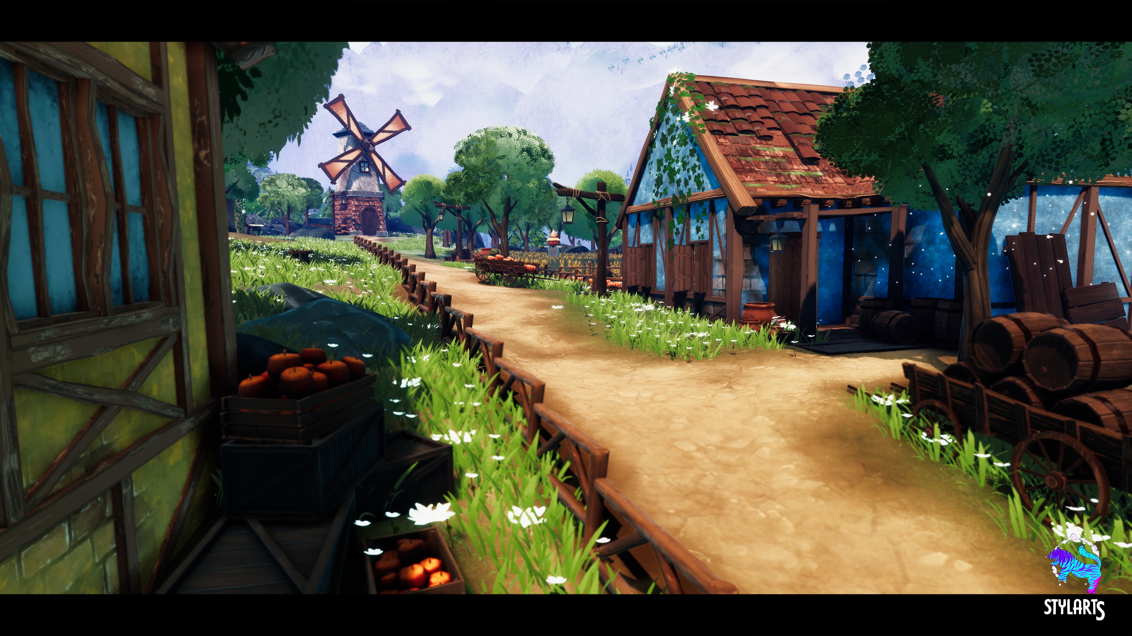 Modular Stylized Village Low-poly 3D model_8