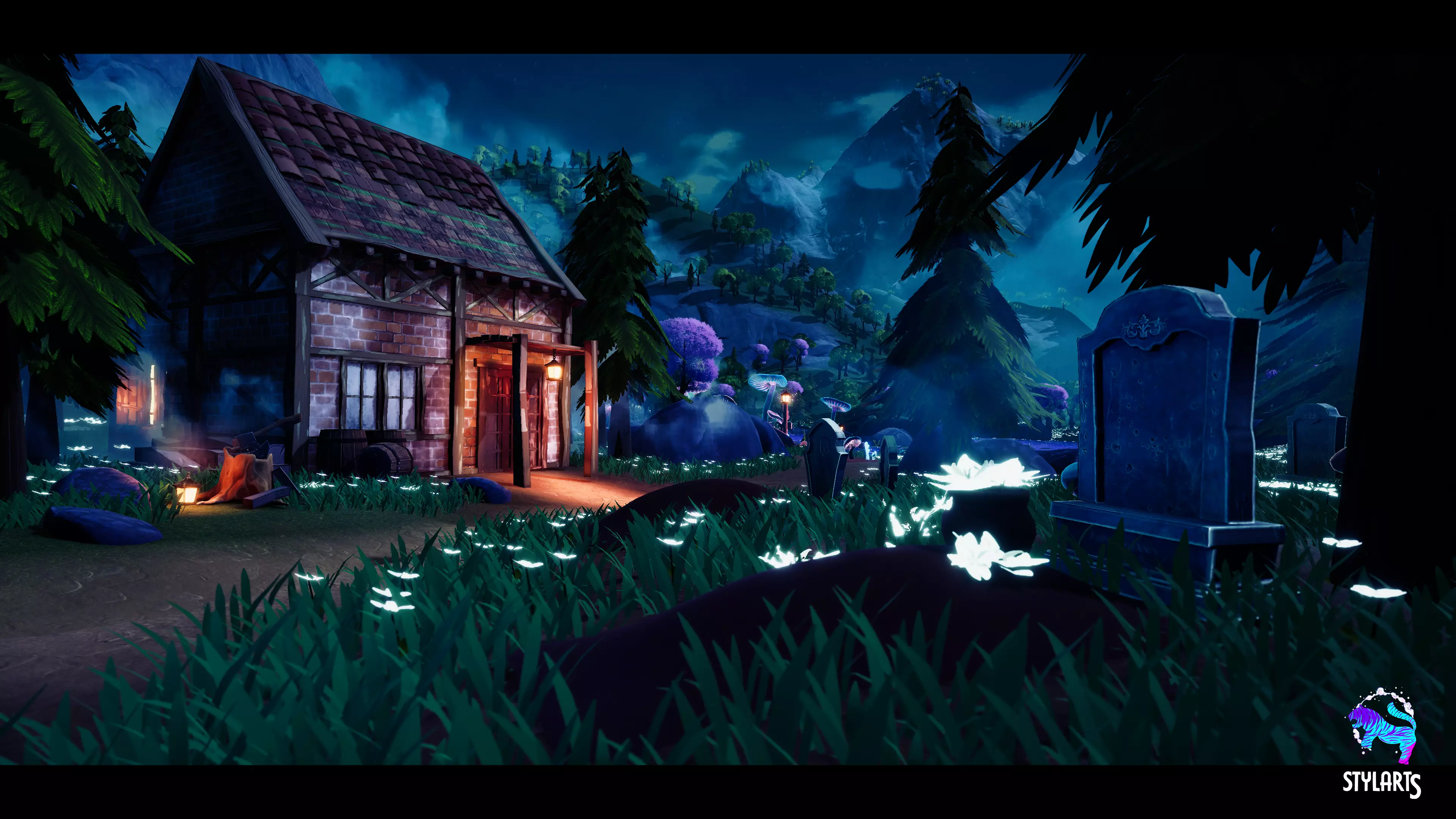 Modular Stylized Village Low-poly 3D model_0