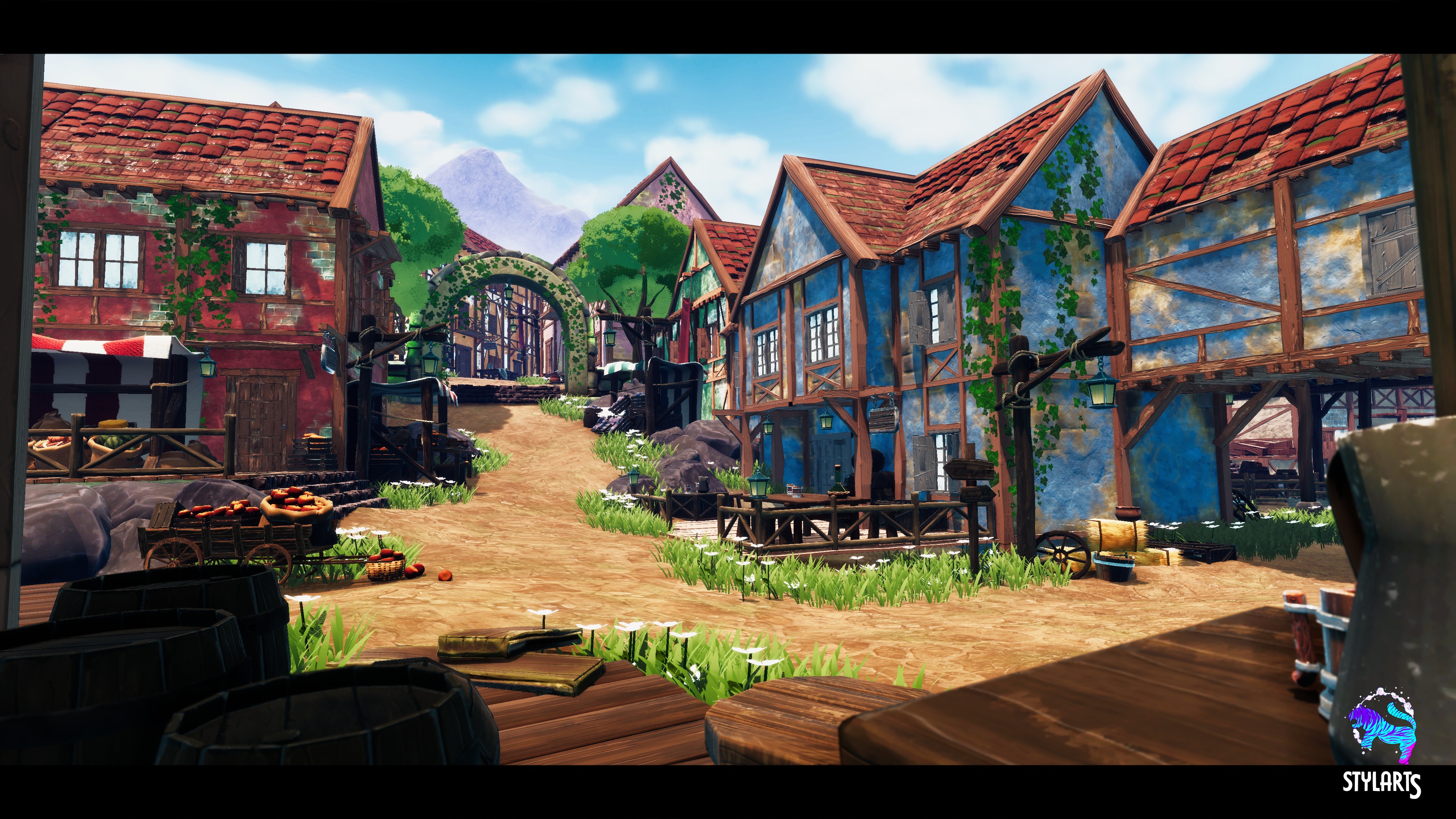 Modular Stylized Village Low-poly 3D model_15
