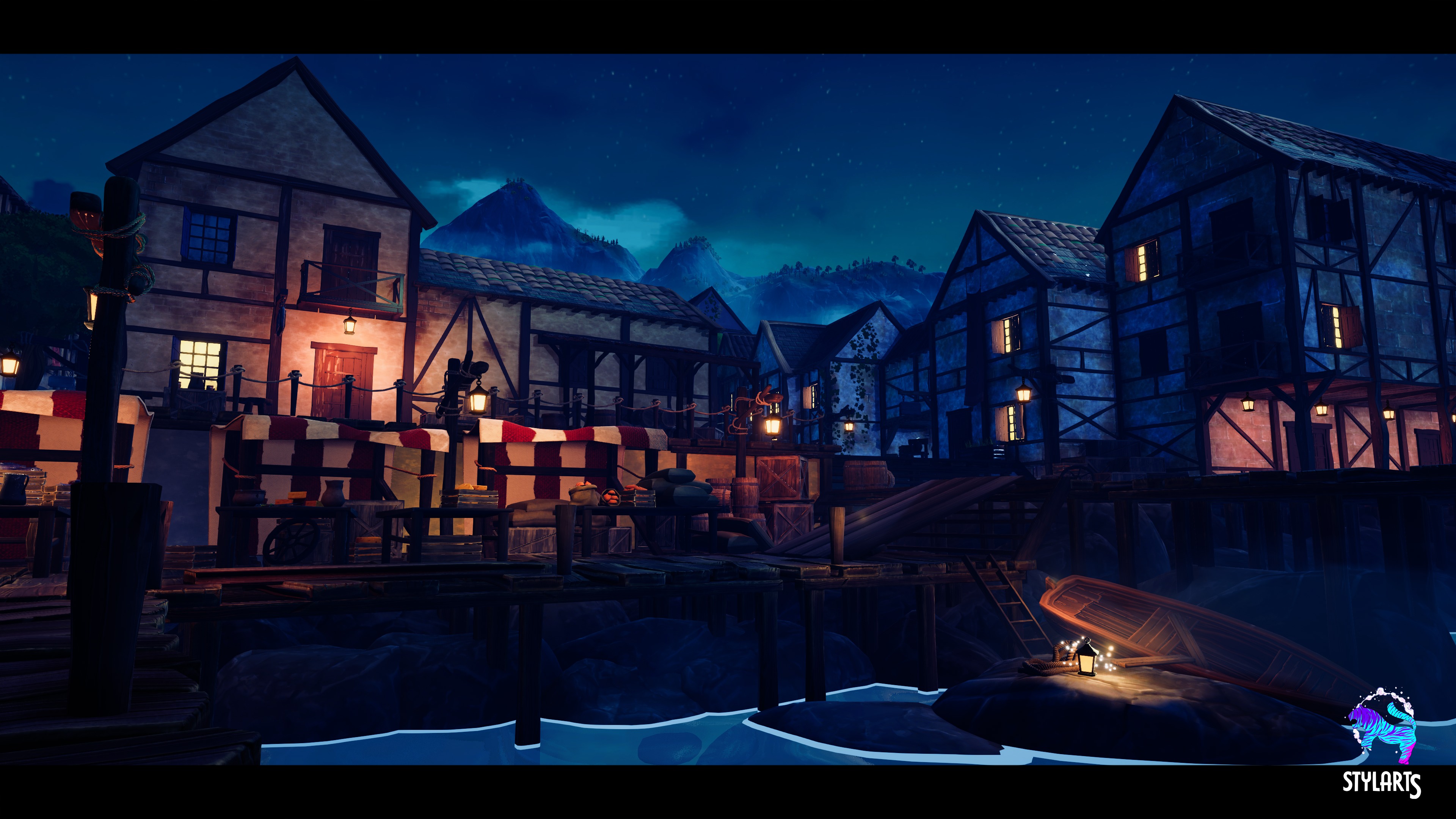 Modular Stylized Village Low-poly 3D model_1