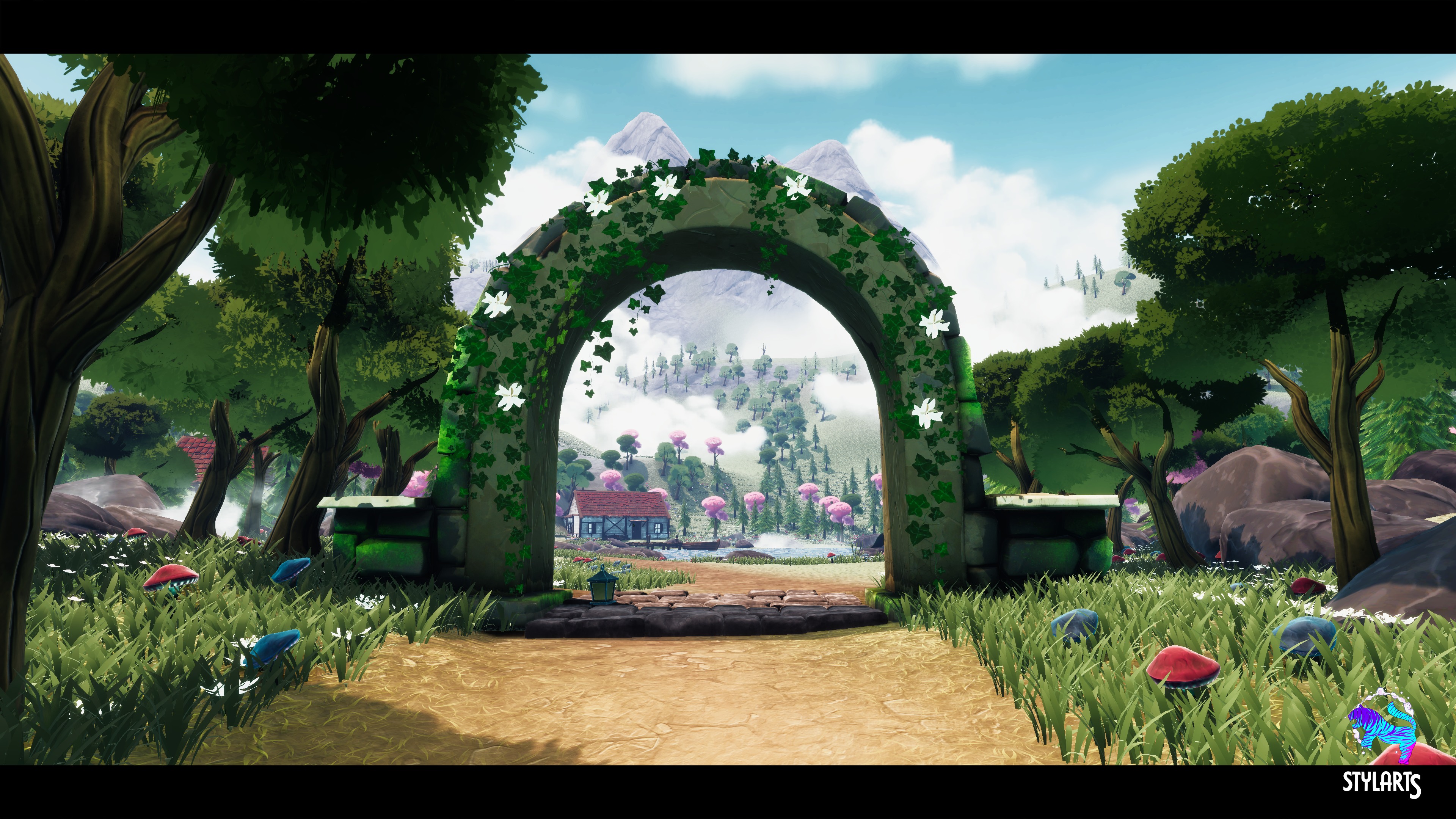 Modular Stylized Village Low-poly 3D model_3