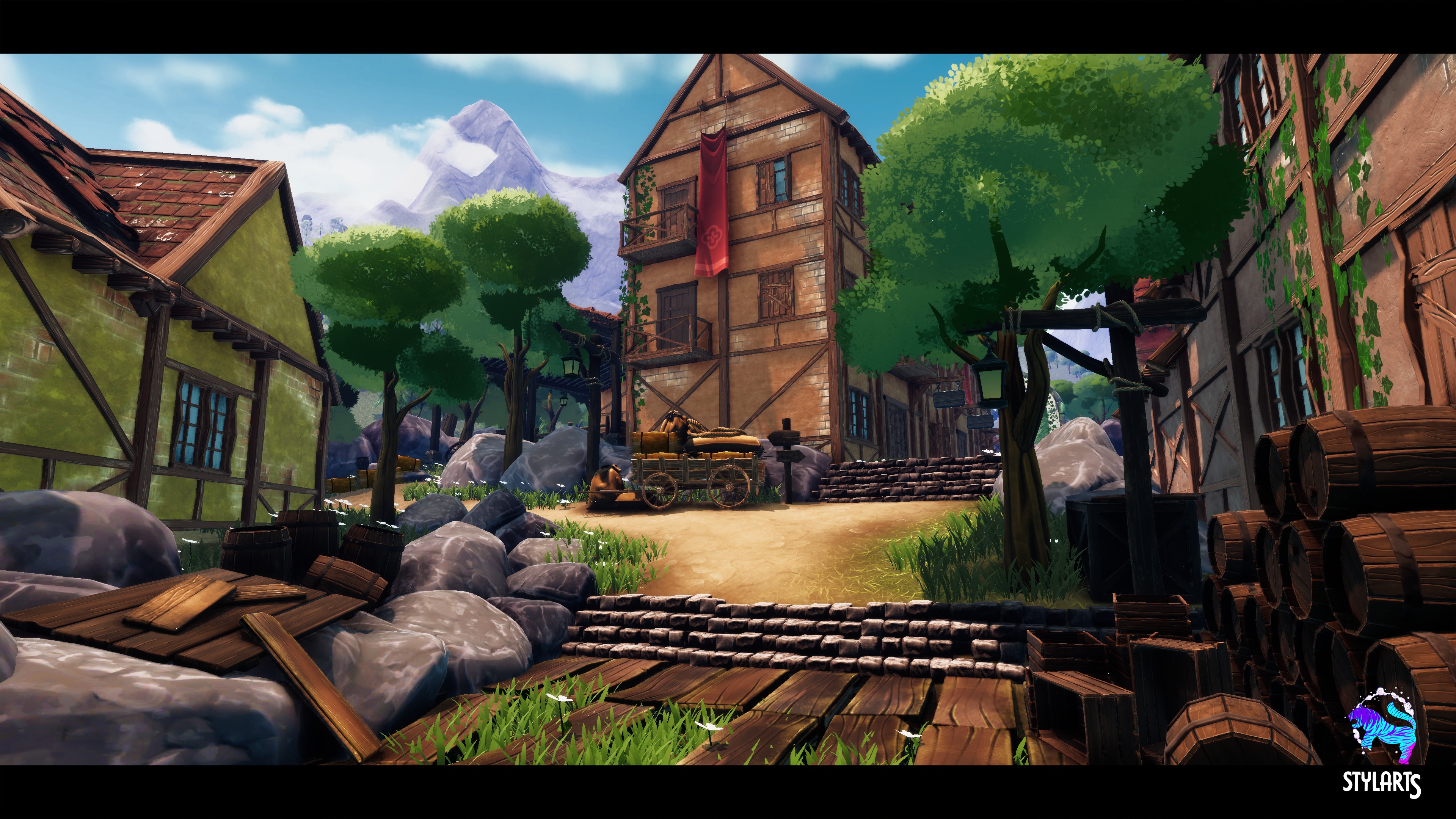 Modular Stylized Village Low-poly 3D model_21