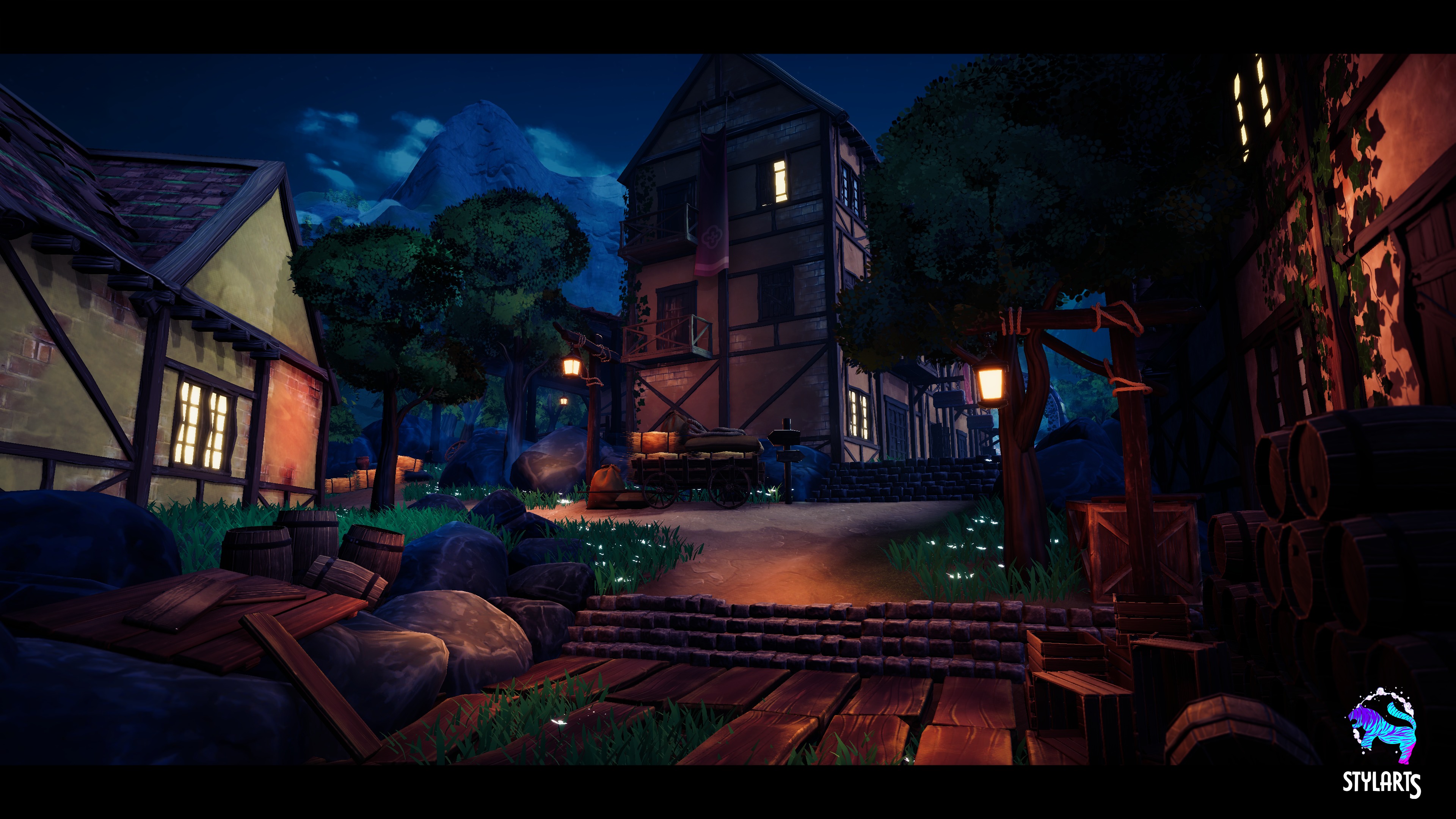 Modular Stylized Village Low-poly 3D model_18