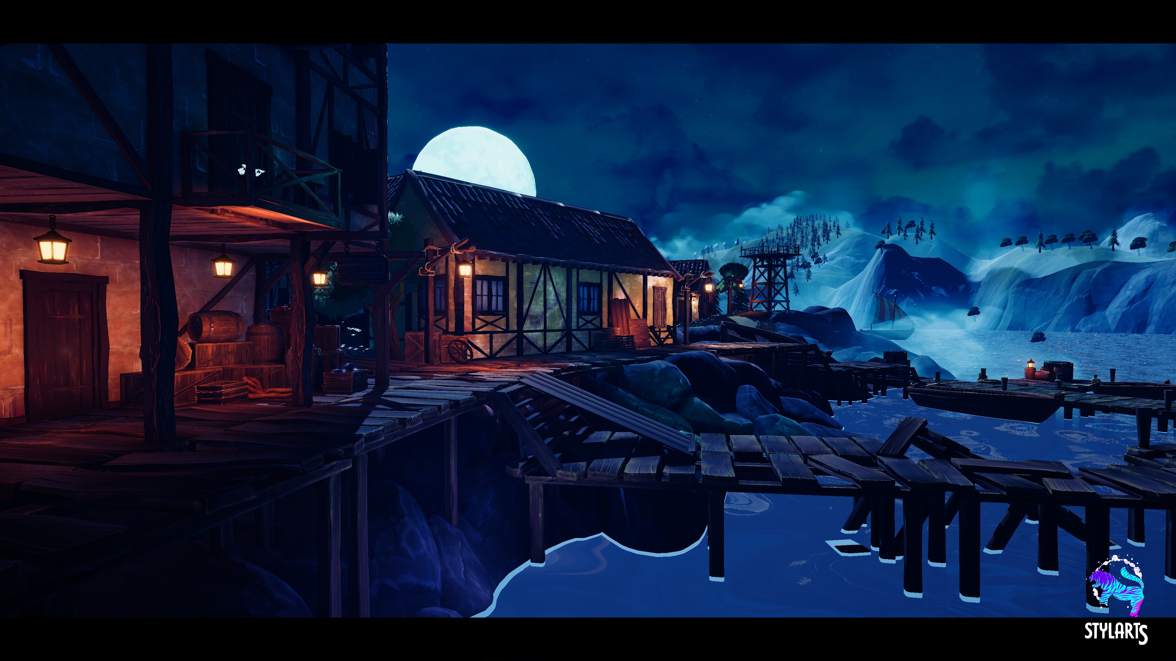 Modular Stylized Village Low-poly 3D model_19