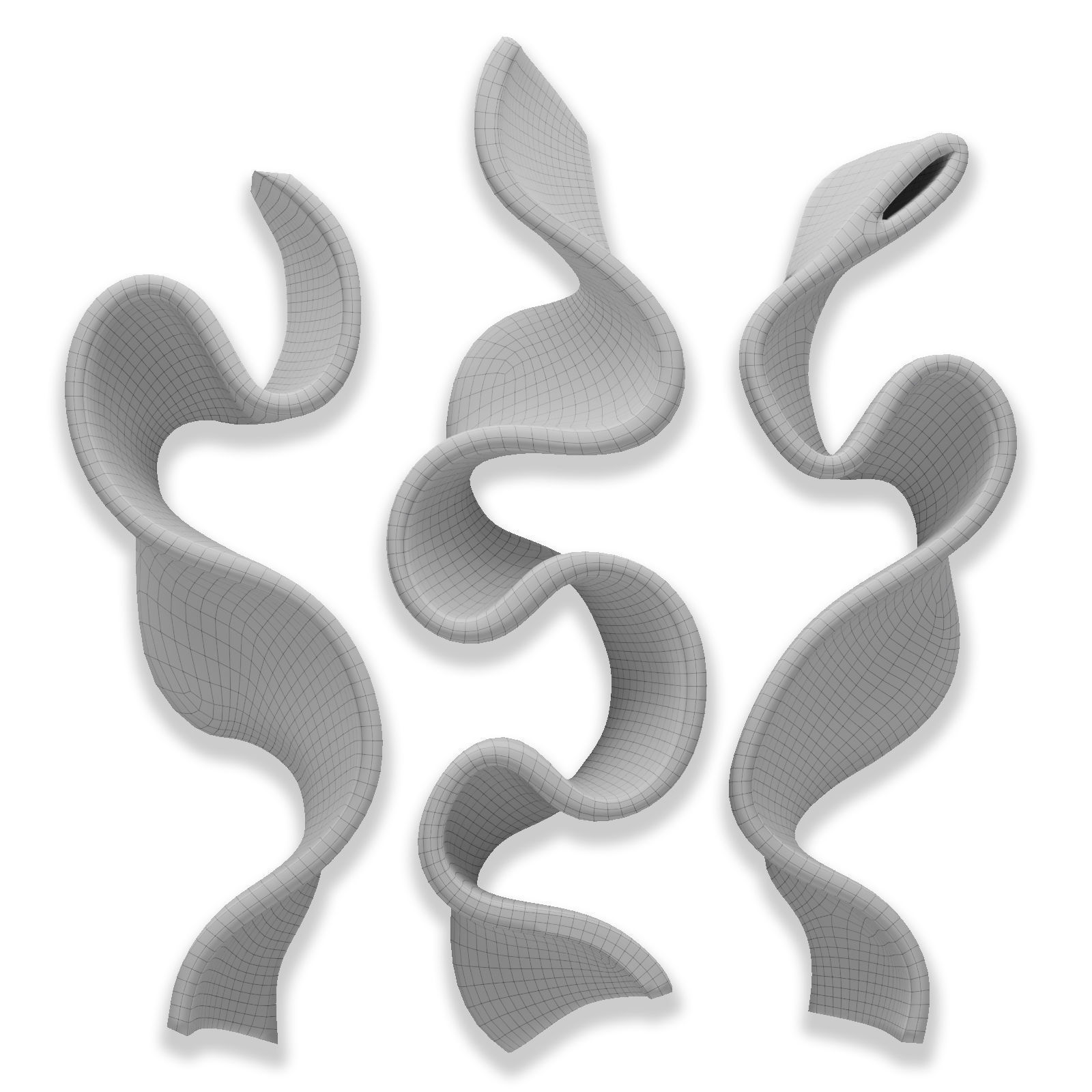 Wave stripe wall art Low-poly 3D model_6