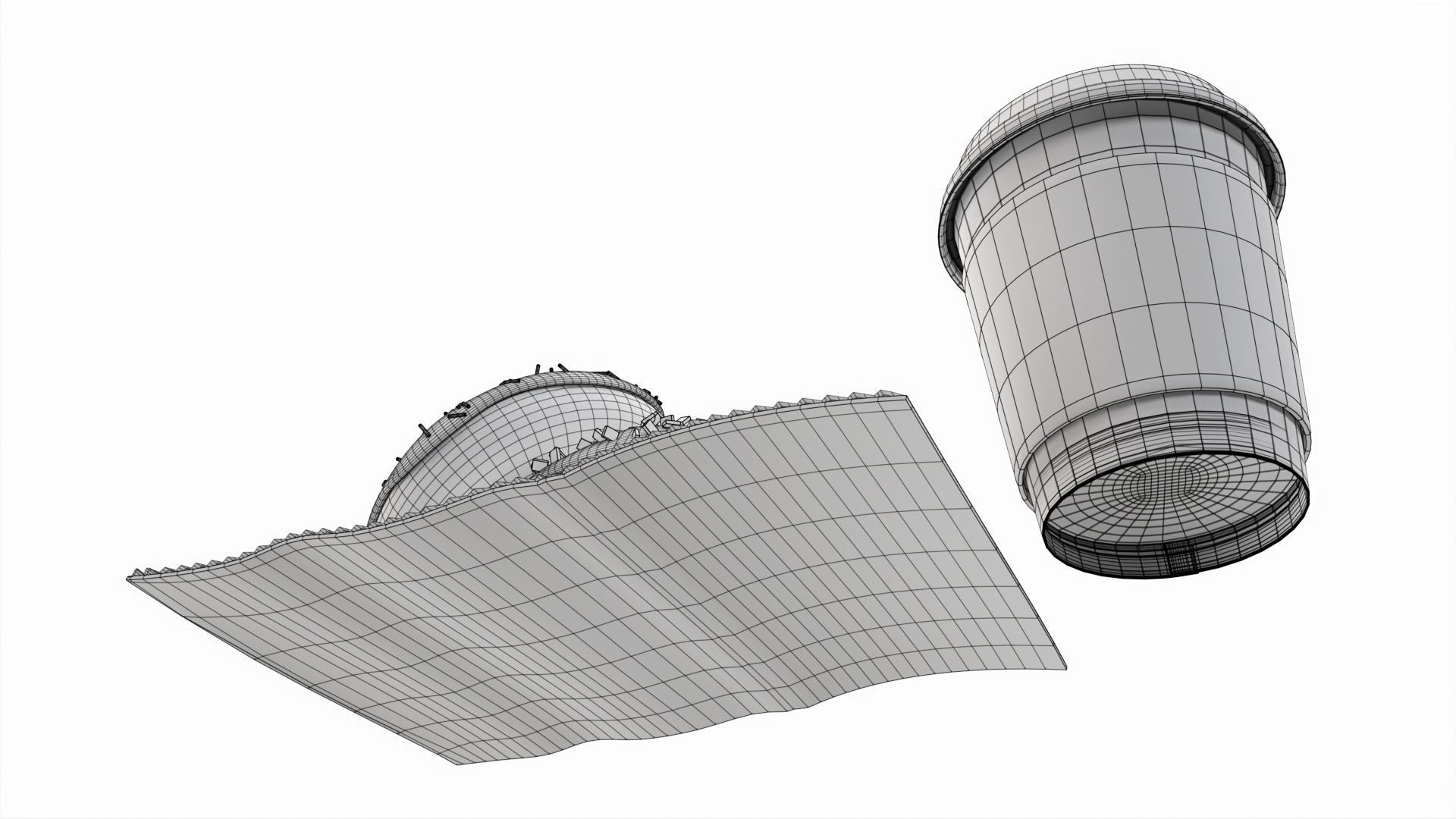 Paper coffee cup with pair of donuts 3D model_8